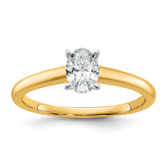 14k Two-Tone 1/2 carat Certified Lab Grown Diamond VS+ F+ Oval Complete Solitaire Engagement Ring