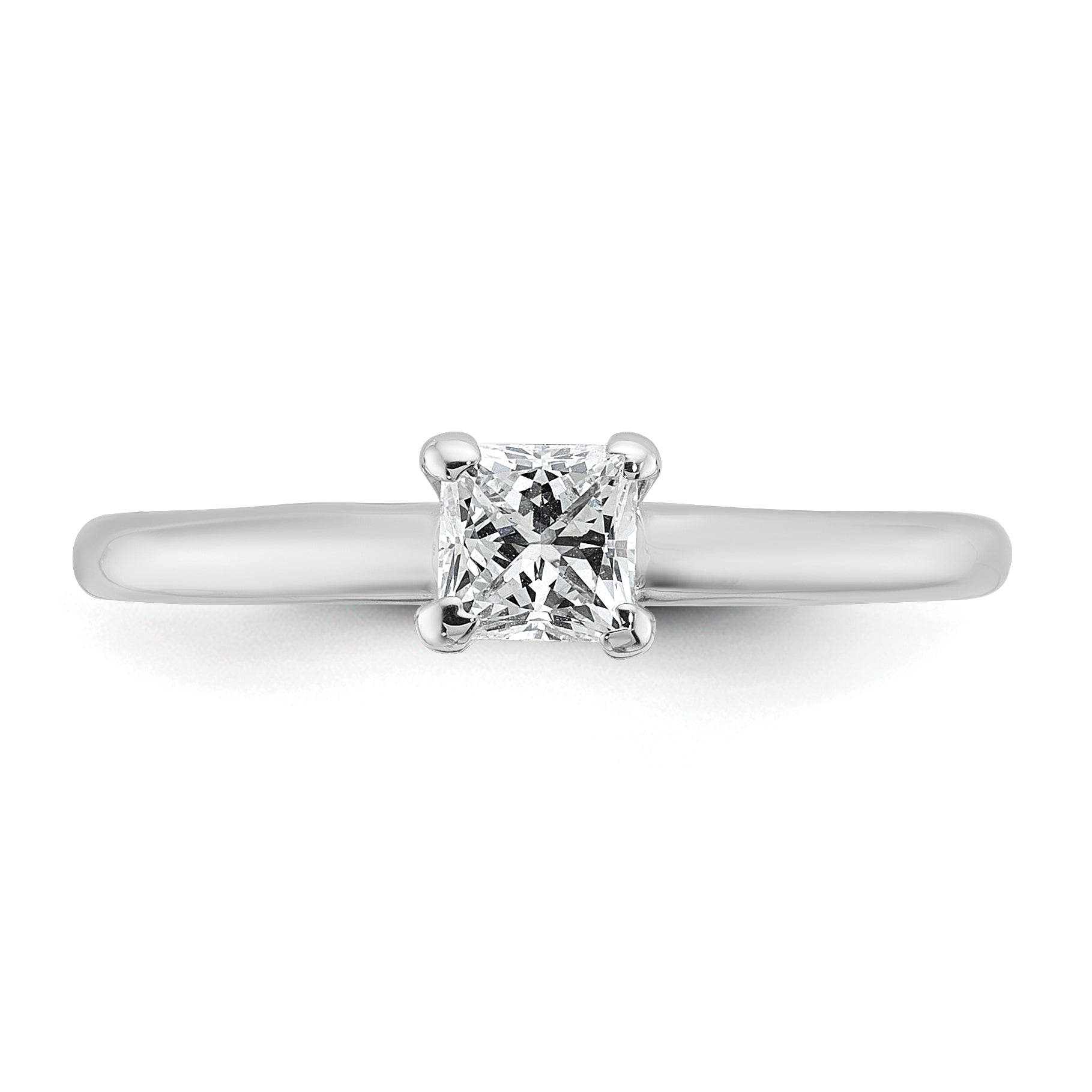 14k White Gold 1/2 carat Certified Lab Grown Diamond VS+ F+ Princess Complete Solitare Engagement Ring
