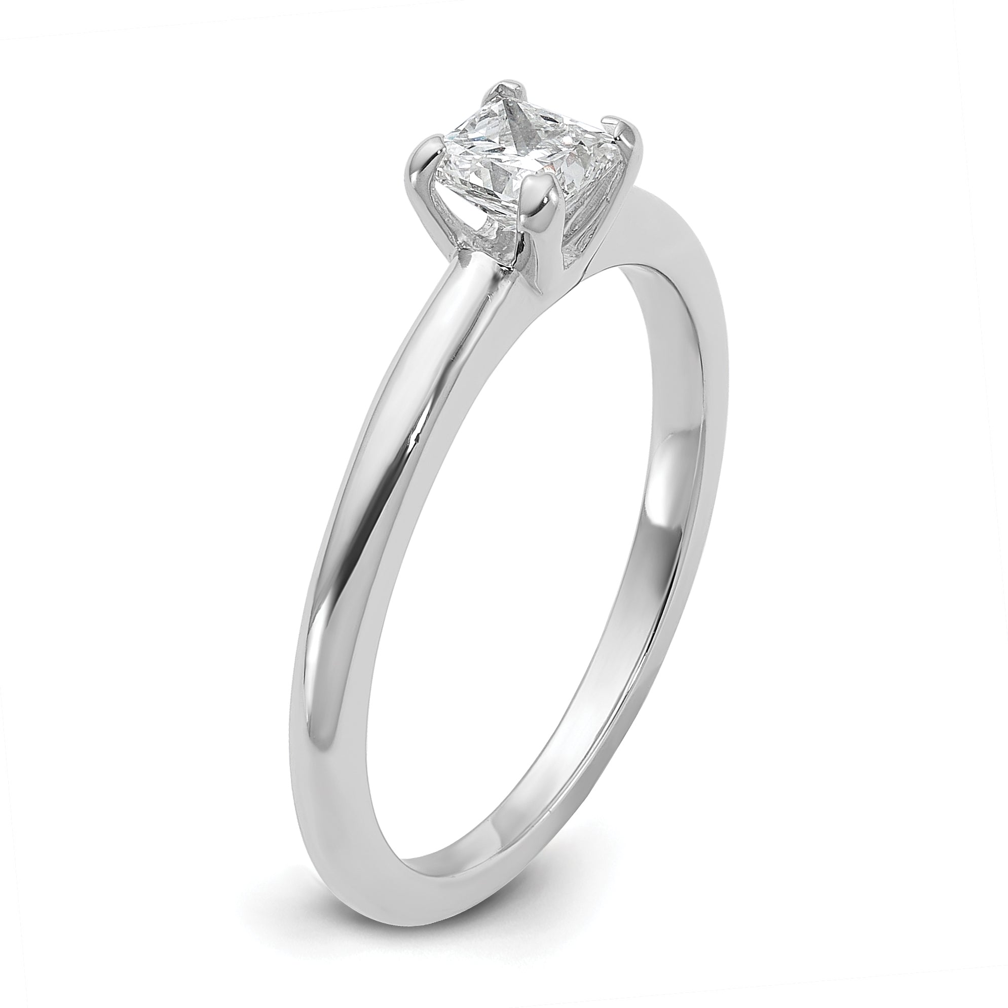 14k White Gold 1/2 carat Certified Lab Grown Diamond VS+ F+ Princess Complete Solitare Engagement Ring