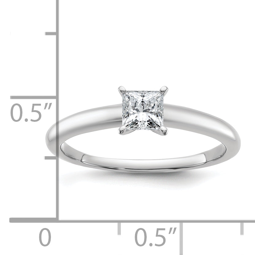 14k White Gold 1/2 carat Certified Lab Grown Diamond VS+ F+ Princess Complete Solitare Engagement Ring