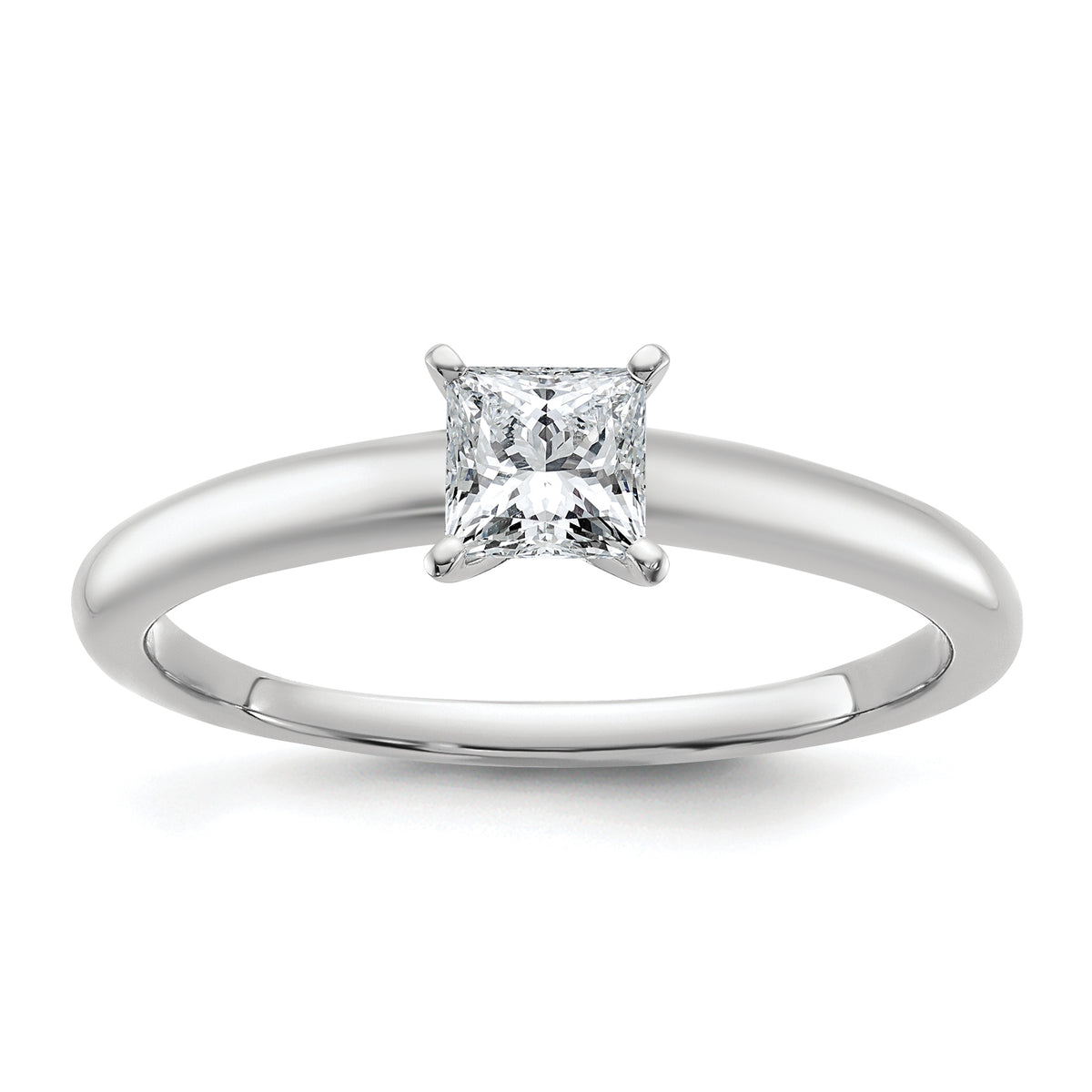 14k White Gold 1/2 carat Certified Lab Grown Diamond VS+ F+ Princess Complete Solitare Engagement Ring