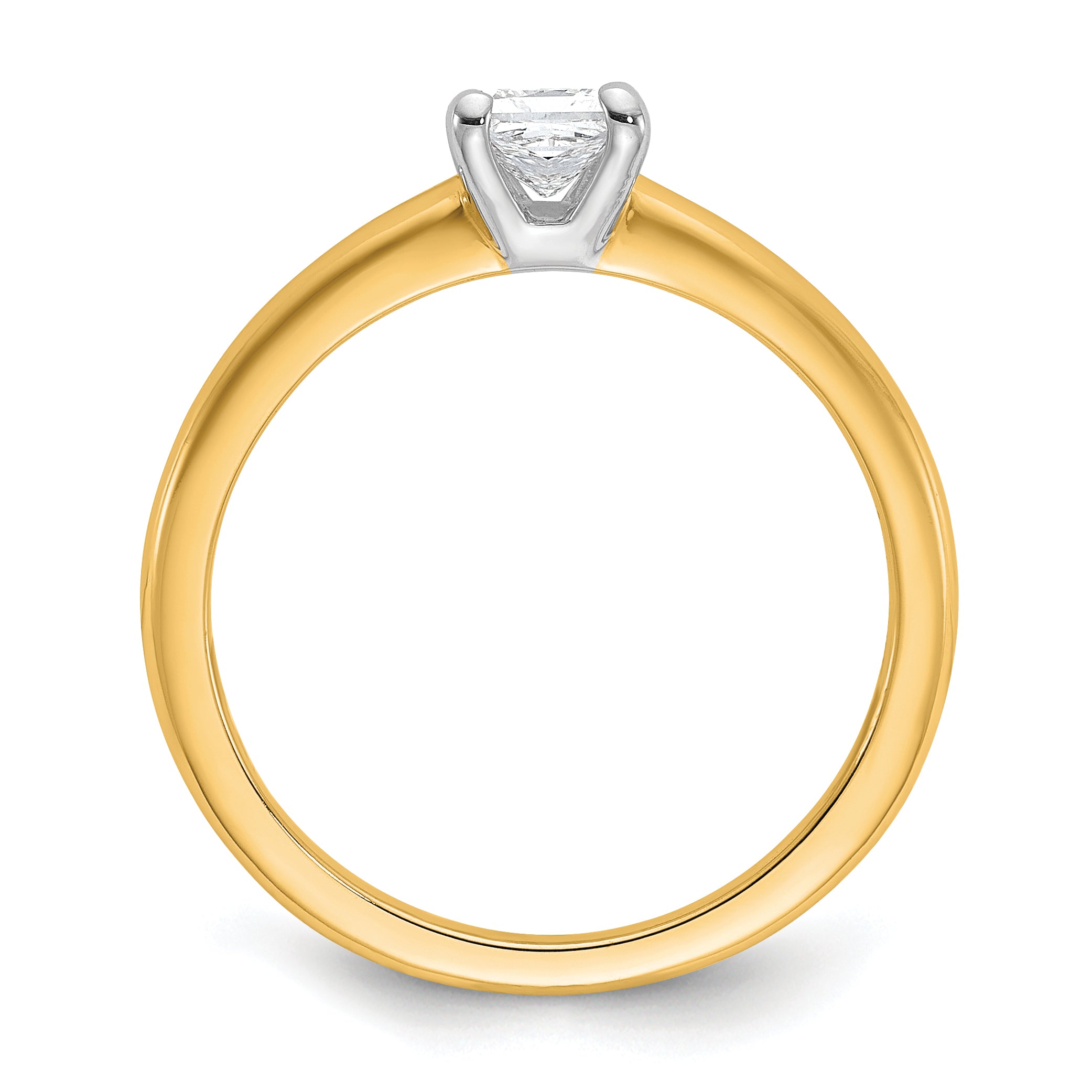 14k Two-tone 1/2 carat Certified Lab Grown Diamond VS+ F+ Princess Complete Solitare Engagement Ring