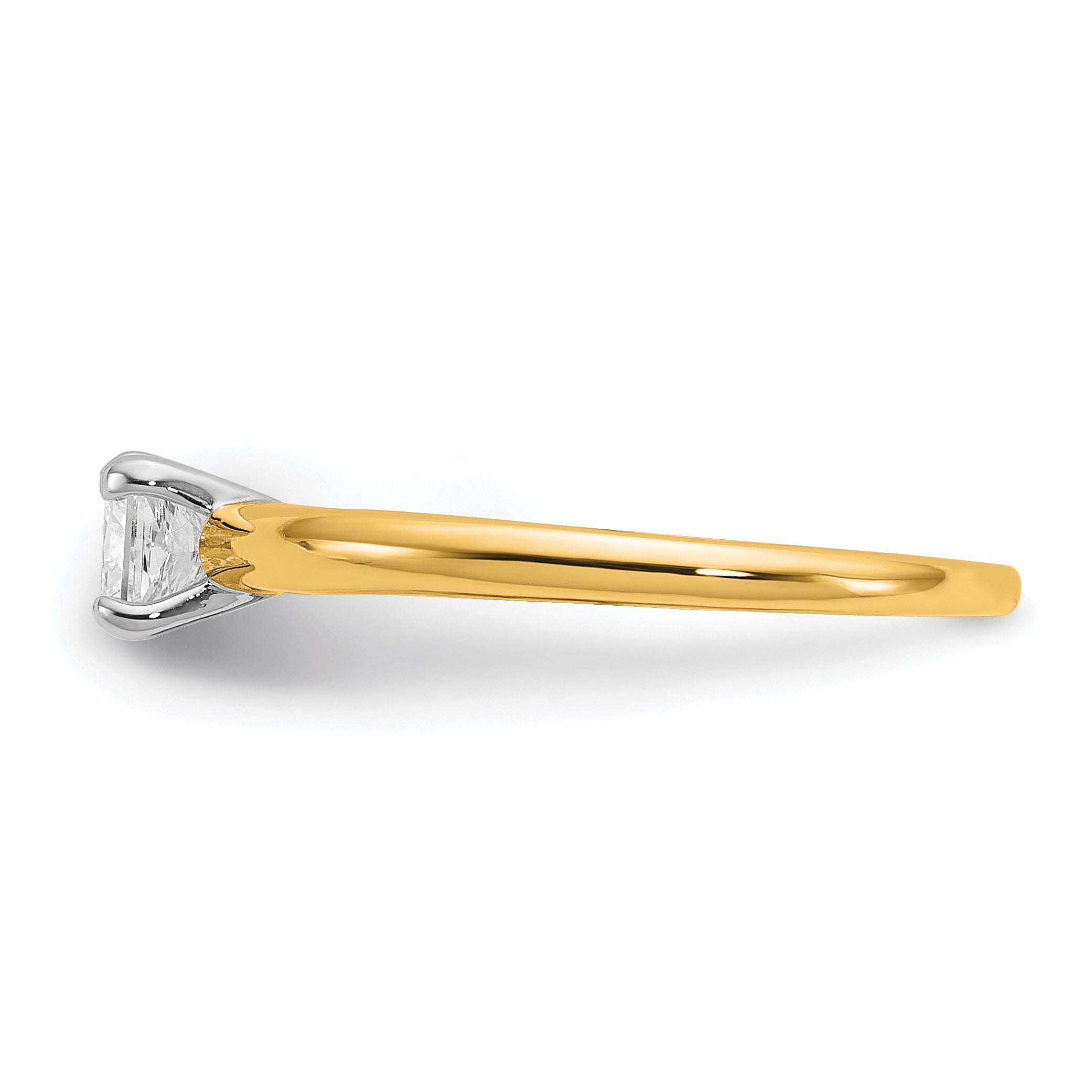 14k Two-tone 1/2 carat Certified Lab Grown Diamond VS+ F+ Princess Complete Solitare Engagement Ring