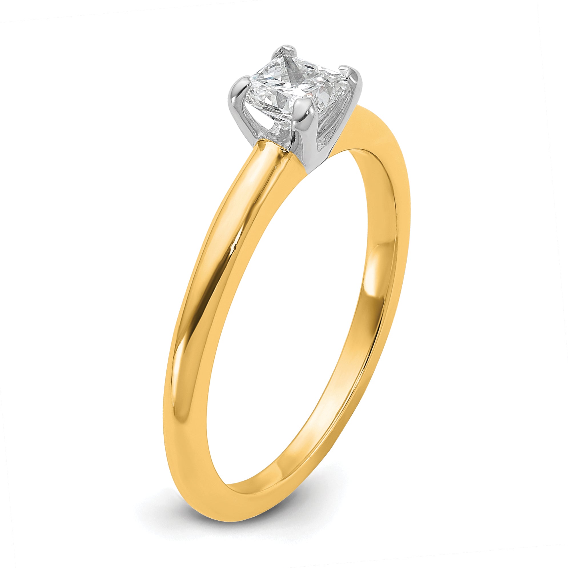 14k Two-tone 1/2 carat Certified Lab Grown Diamond VS+ F+ Princess Complete Solitare Engagement Ring
