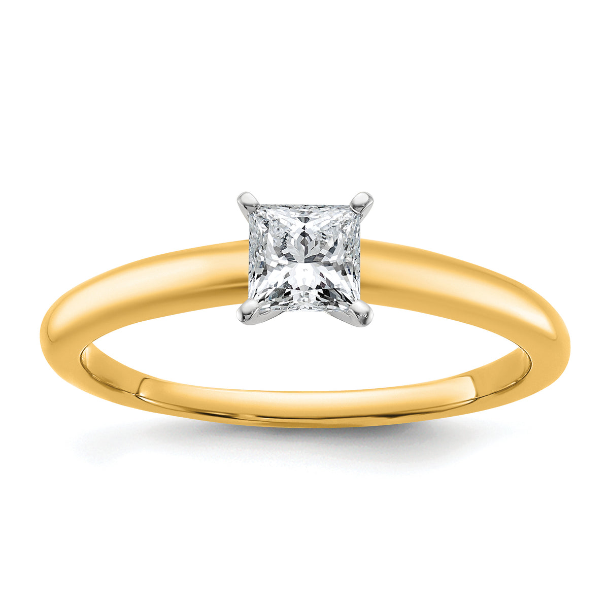 14k Two-tone 1/2 carat Certified Lab Grown Diamond VS+ F+ Princess Complete Solitare Engagement Ring