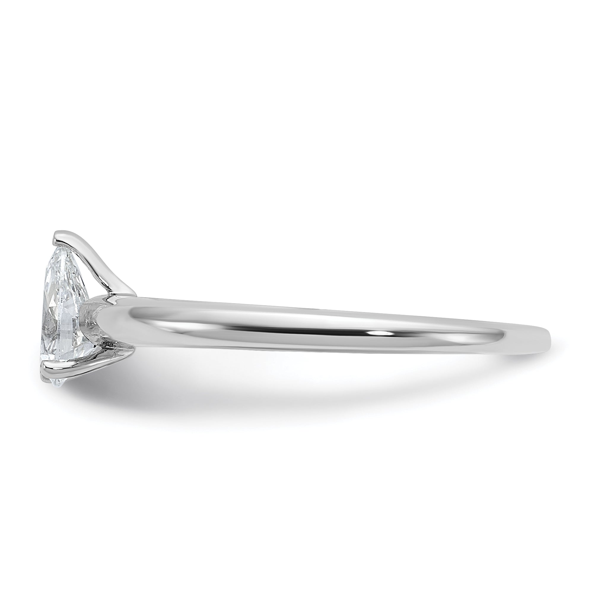 14k White Gold 1/2 carat Certified Lab Grown Diamond VS+ F+ Pear Solitare Complete Engagement Ring