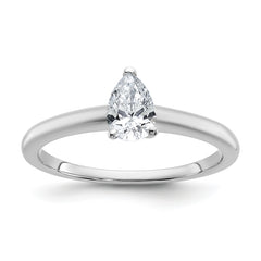 14k White Gold 1/2 carat Certified Lab Grown Diamond VS+ F+ Pear Solitare Complete Engagement Ring