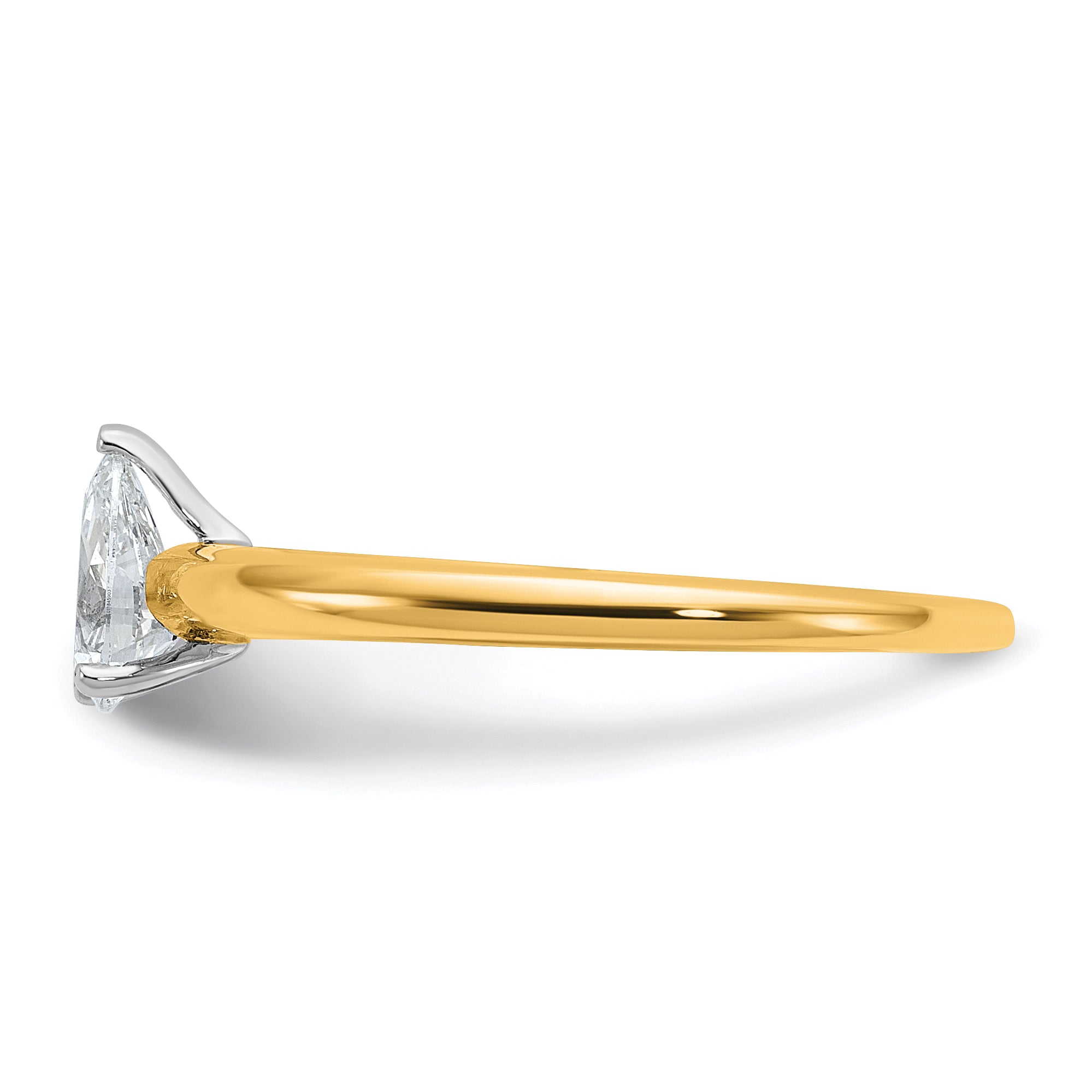 14k Two-tone 1/2 carat Certified Lab Grown Diamond VS+ F+ Pear Solitare Complete Engagement Ring