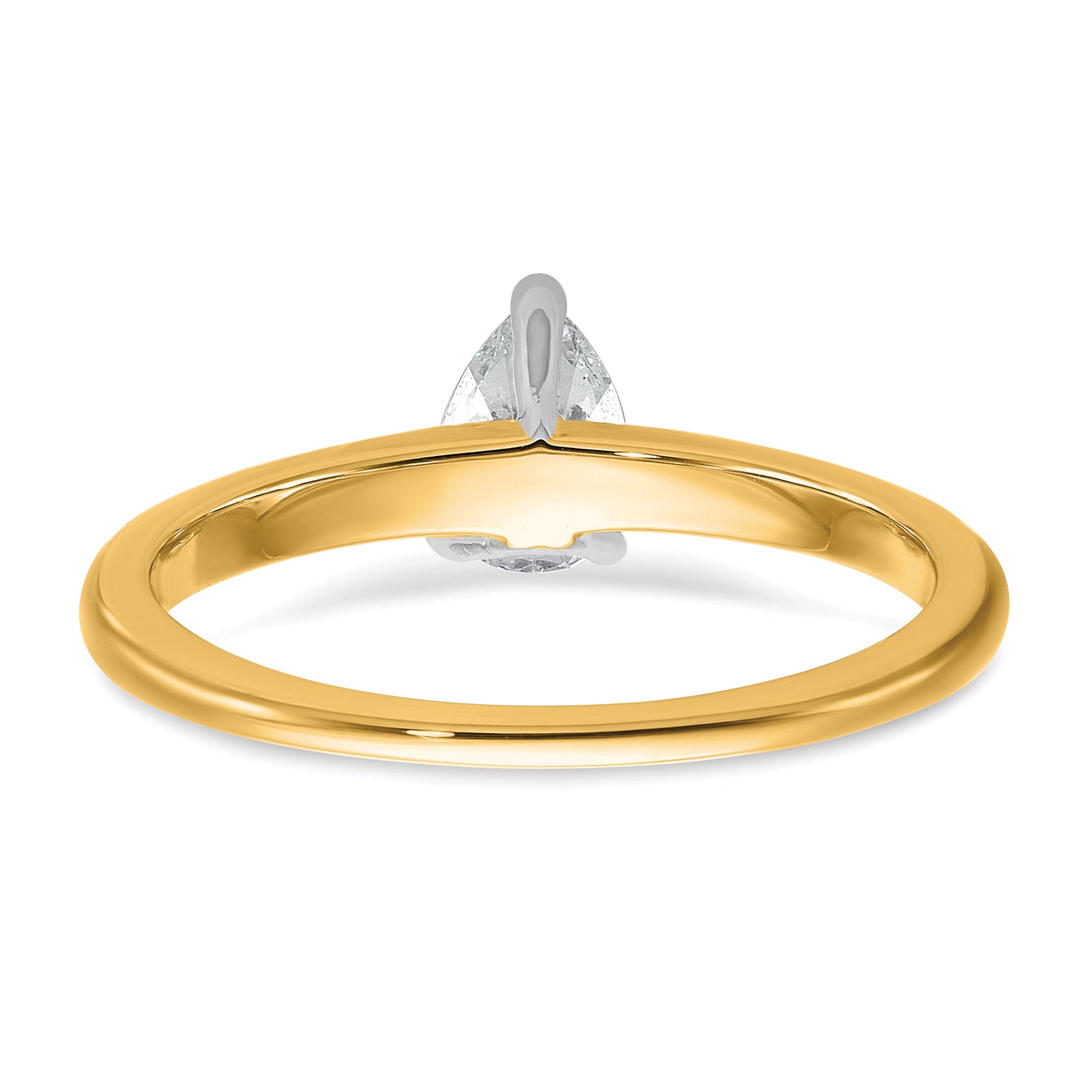 14k Two-tone 1/2 carat Certified Lab Grown Diamond VS+ F+ Pear Solitare Complete Engagement Ring