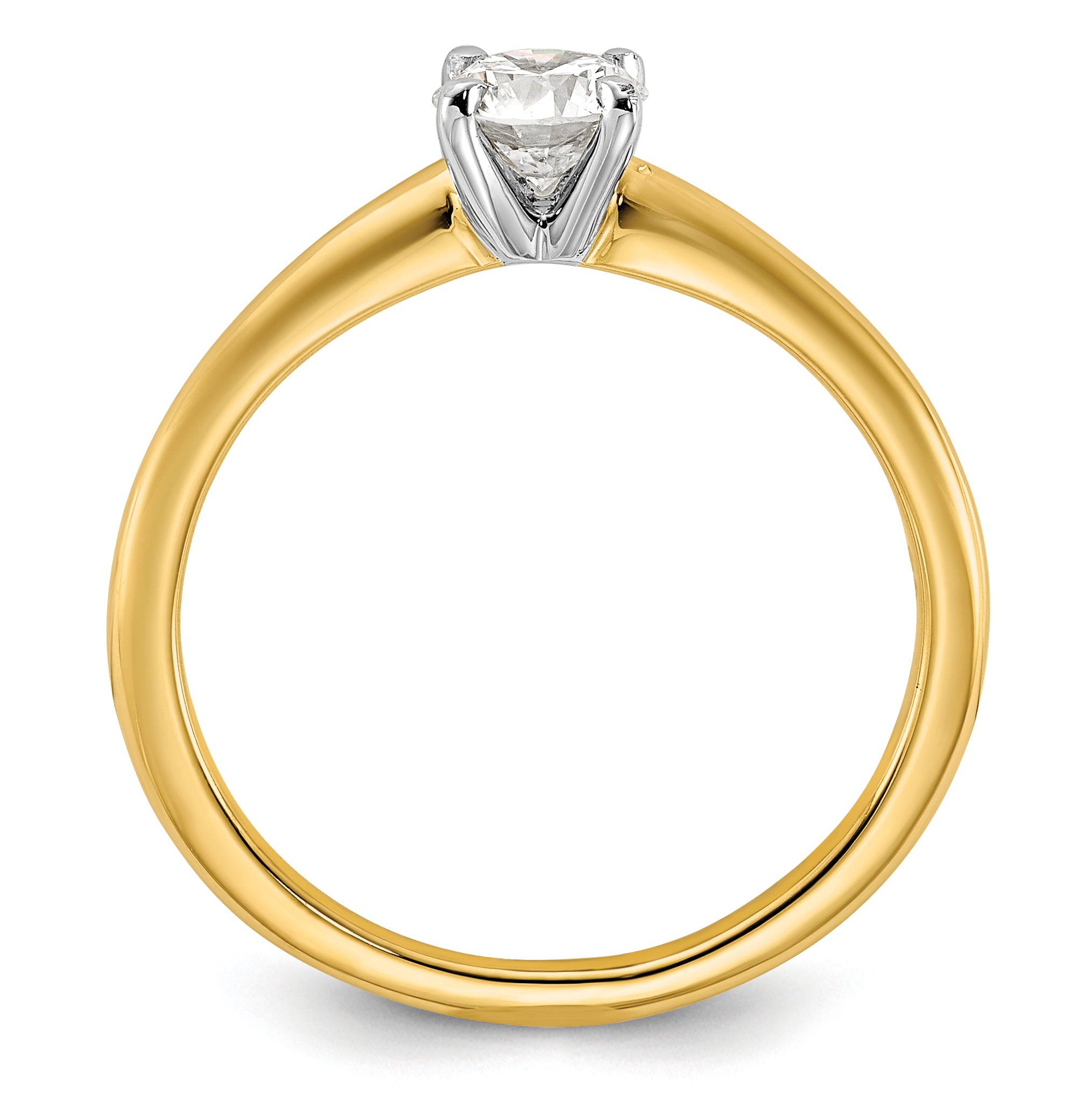 14k Two-Tone 1/2 carat Certified Lab Grown Diamond VS+ F+ Round Complete Solitaire Engagement Ring