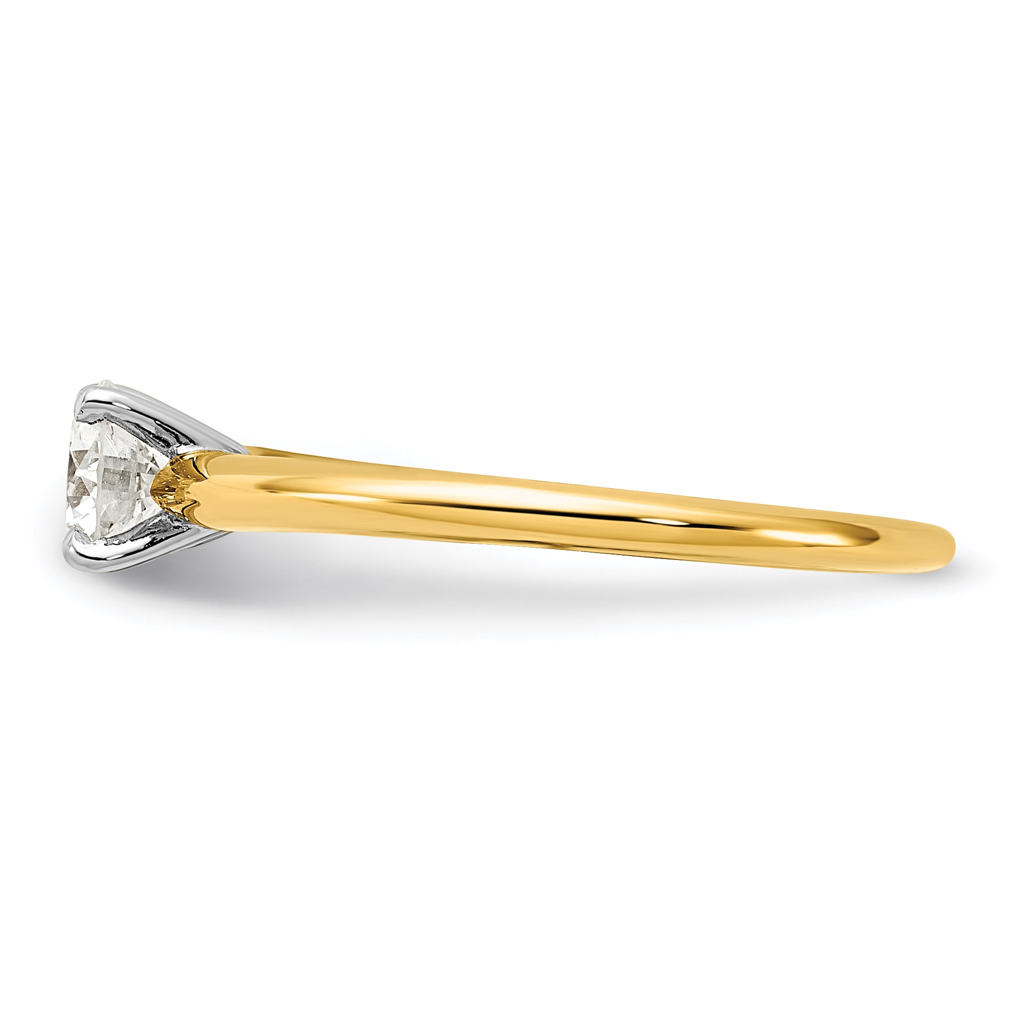 14k Two-Tone 1/2 carat Certified Lab Grown Diamond VS+ F+ Round Complete Solitaire Engagement Ring