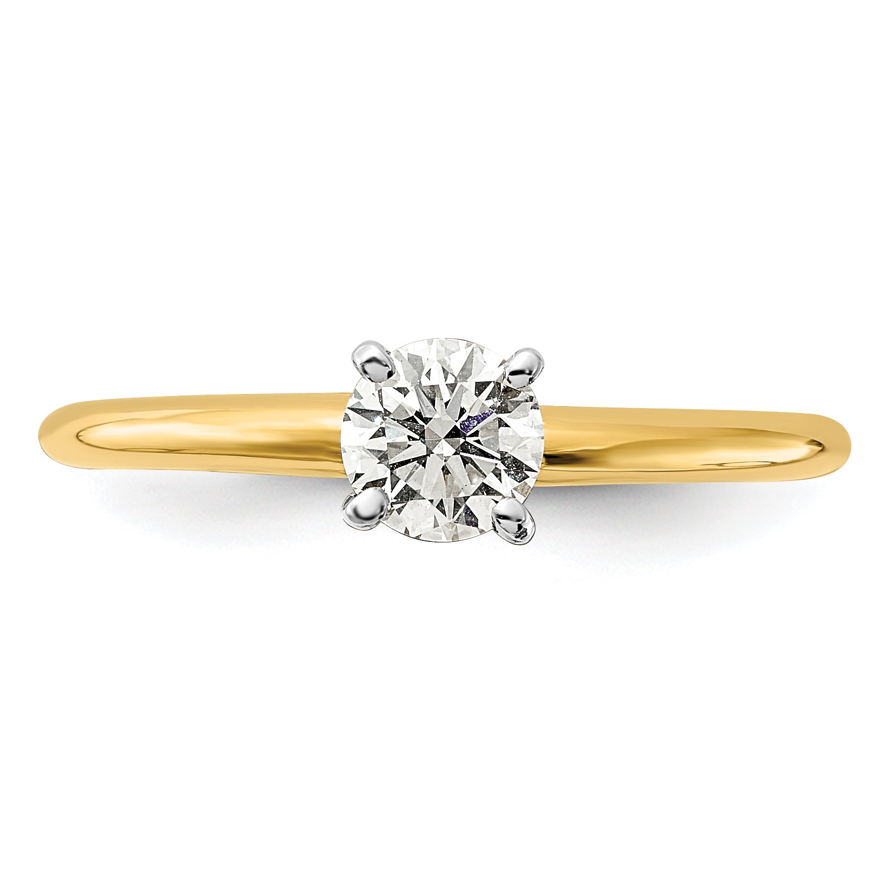 14k Two-Tone 1/2 carat Certified Lab Grown Diamond VS+ F+ Round Complete Solitaire Engagement Ring
