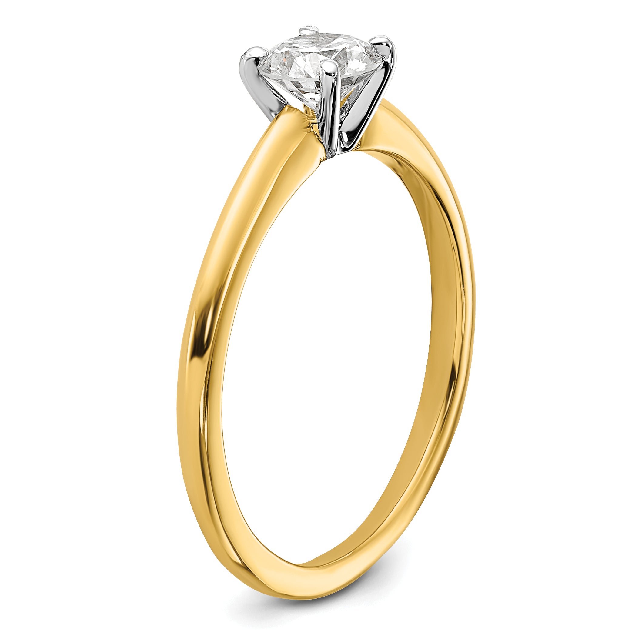 14k Two-Tone 1/2 carat Certified Lab Grown Diamond VS+ F+ Round Complete Solitaire Engagement Ring