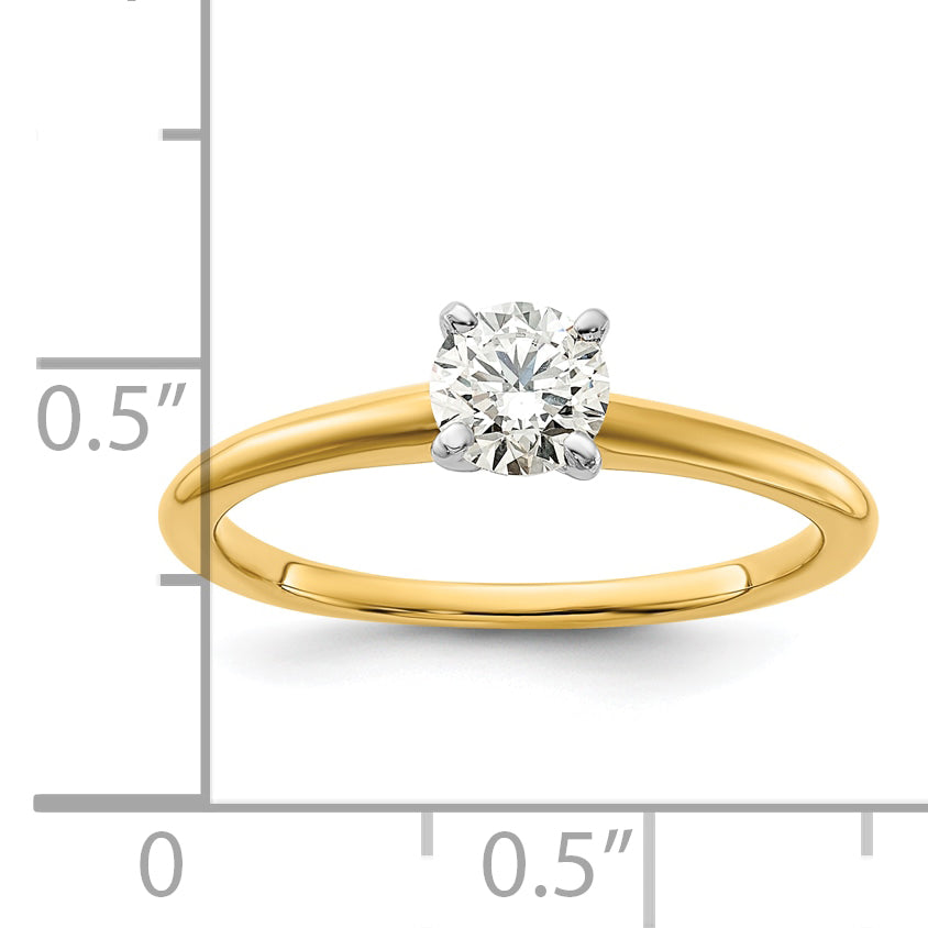 14k Two-Tone 1/2 carat Certified Lab Grown Diamond VS+ F+ Round Complete Solitaire Engagement Ring