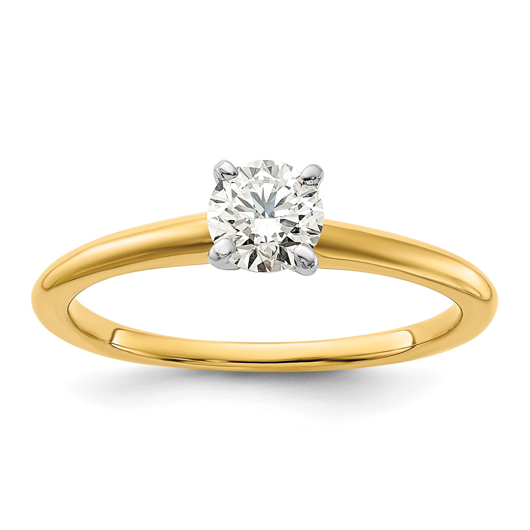 14k Two-Tone 1/2 carat Certified Lab Grown Diamond VS+ F+ Round Complete Solitaire Engagement Ring