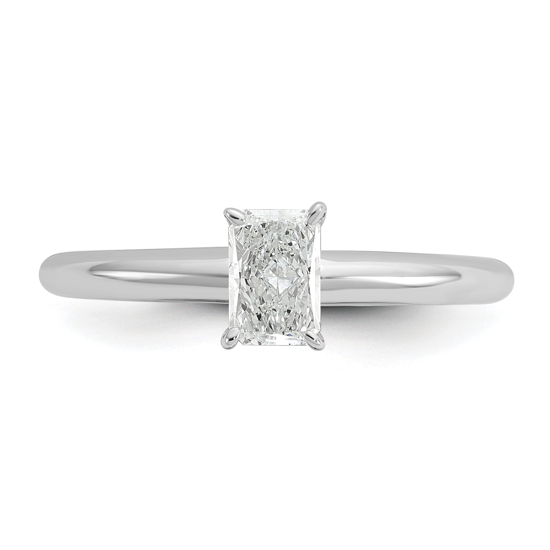 14k White Gold 1/2 carat Certified Lab Grown Diamond VS+ F+ Radiant Solitare Complete Engagement Ring