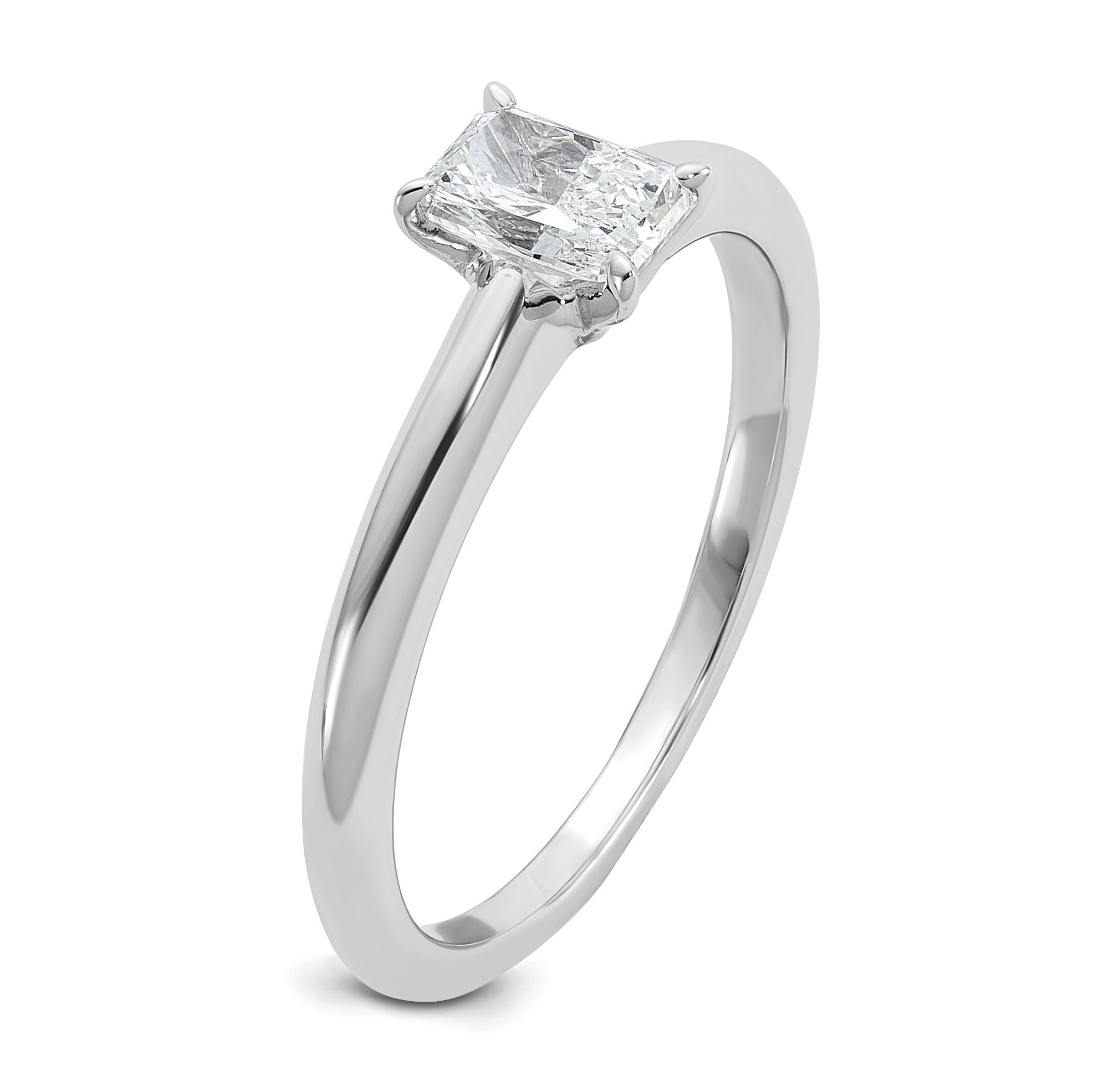 14k White Gold 1/2 carat Certified Lab Grown Diamond VS+ F+ Radiant Solitare Complete Engagement Ring