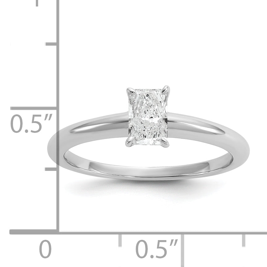 14k White Gold 1/2 carat Certified Lab Grown Diamond VS+ F+ Radiant Solitare Complete Engagement Ring