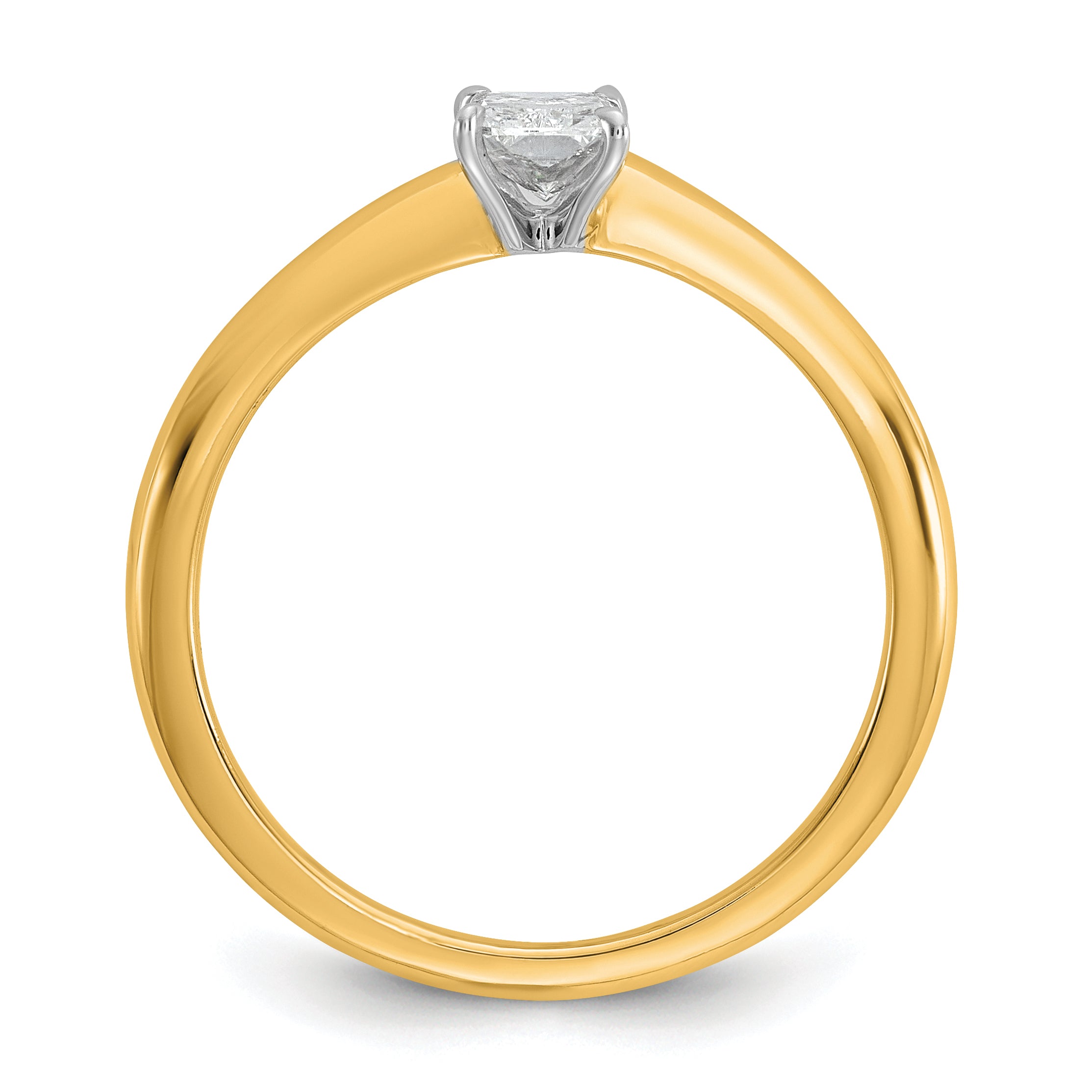 14k Two-tone 1/2 carat Certified Lab Grown Diamond VS+ F+ Radiant Solitare Complete Engagement Ring