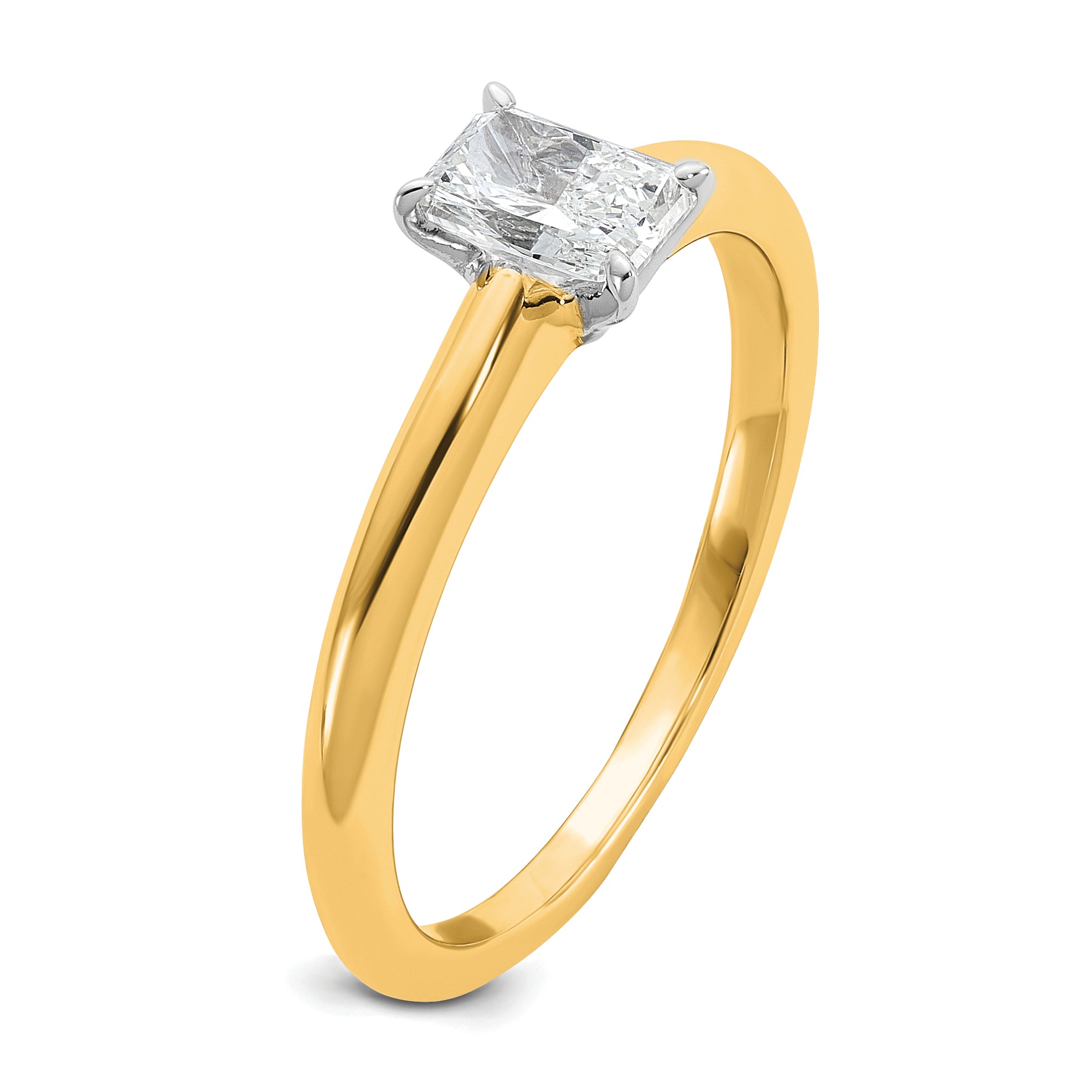 14k Two-tone 1/2 carat Certified Lab Grown Diamond VS/SI+ G+ Radiant Solitare Complete Engagement Ring
