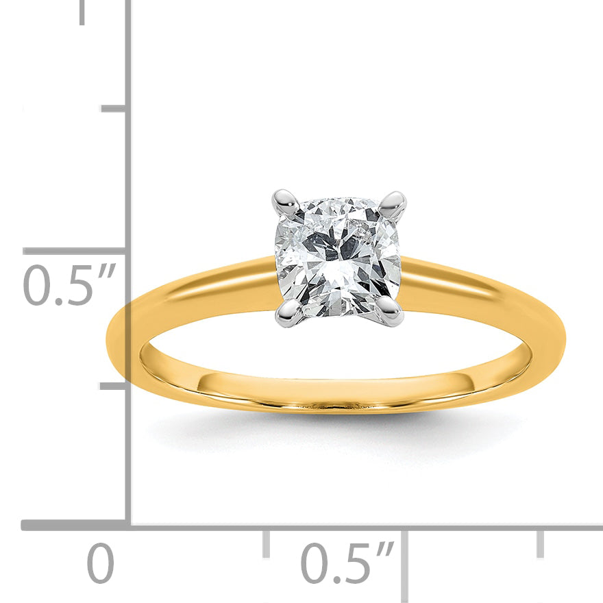 14k White Gold 5/8 carat Certified Lab Grown Diamond VS/SI+ G+ Cushion Complete Solitare Engagement Ring