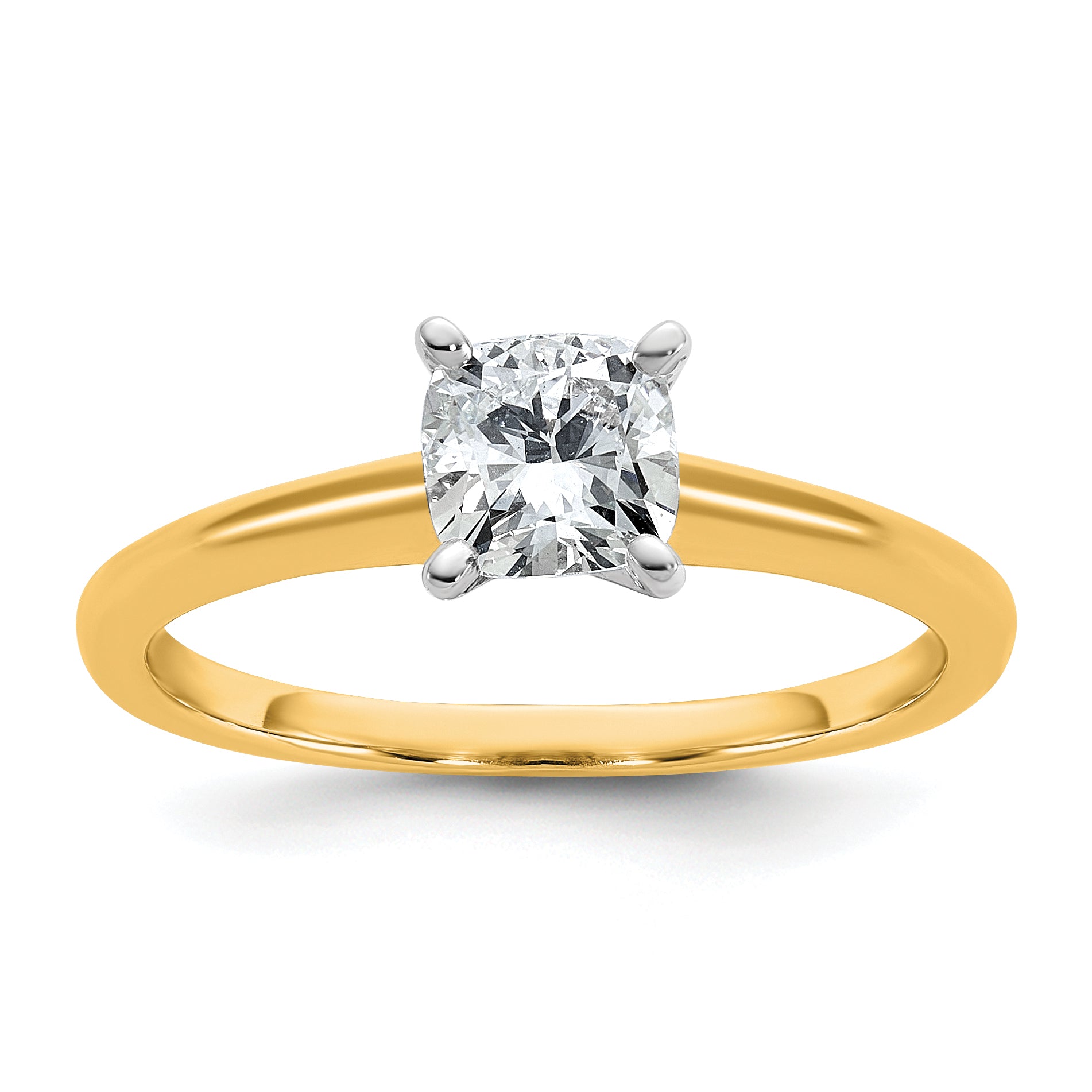 14k White Gold 5/8 carat Certified Lab Grown Diamond VS/SI+ G+ Cushion Complete Solitare Engagement Ring