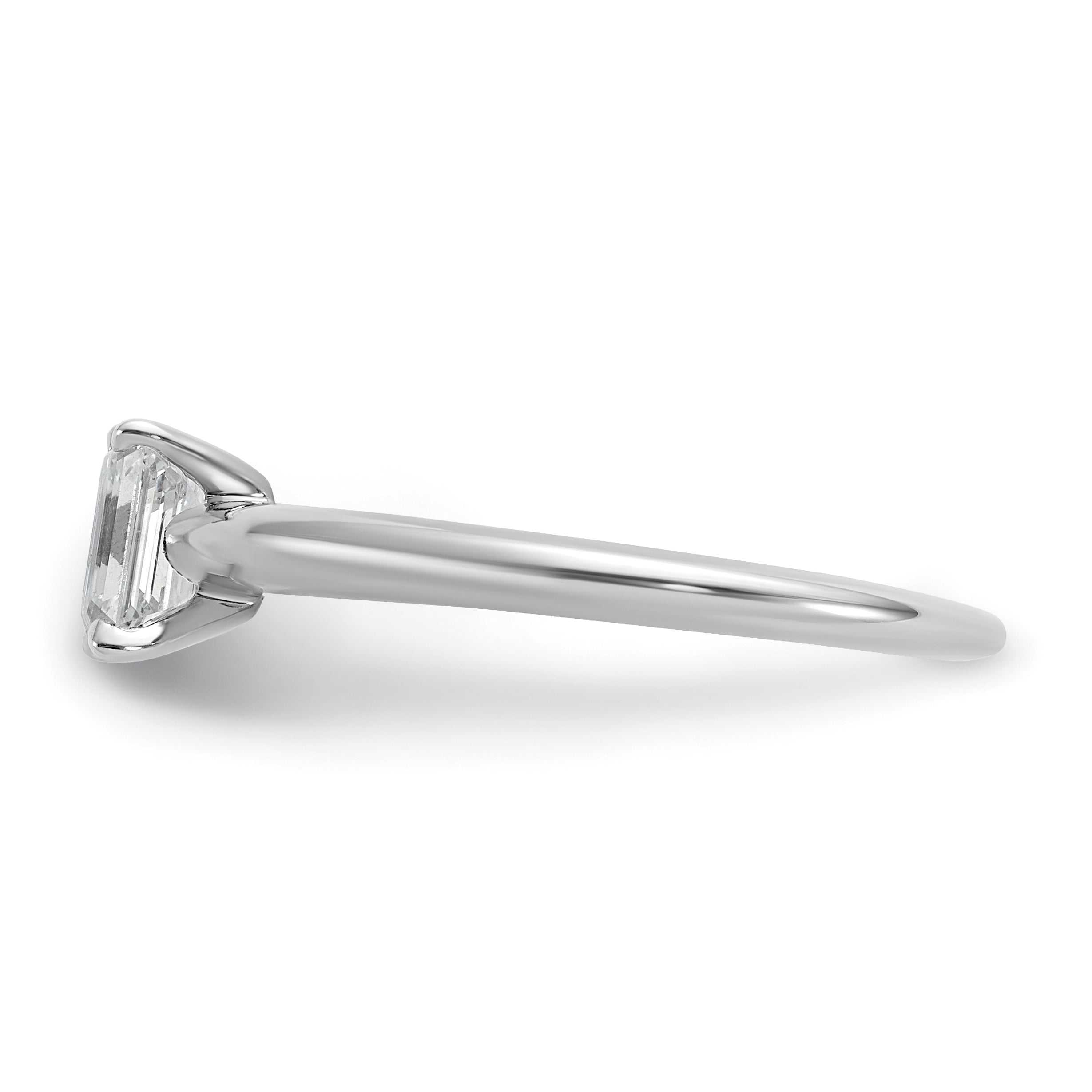14k White Gold 3/4 carat Lab Grown Diamond VS+ F+ Emerald Solitare Complete Engagement Ring