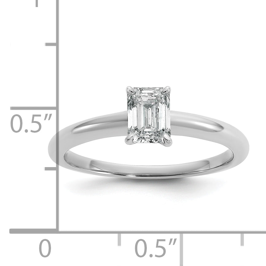 14k White Gold 3/4 carat Lab Grown Diamond VS+ F+ Emerald Solitare Complete Engagement Ring