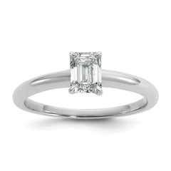 14k White Gold 3/4 carat Lab Grown Diamond VS+ F+ Emerald Solitare Complete Engagement Ring