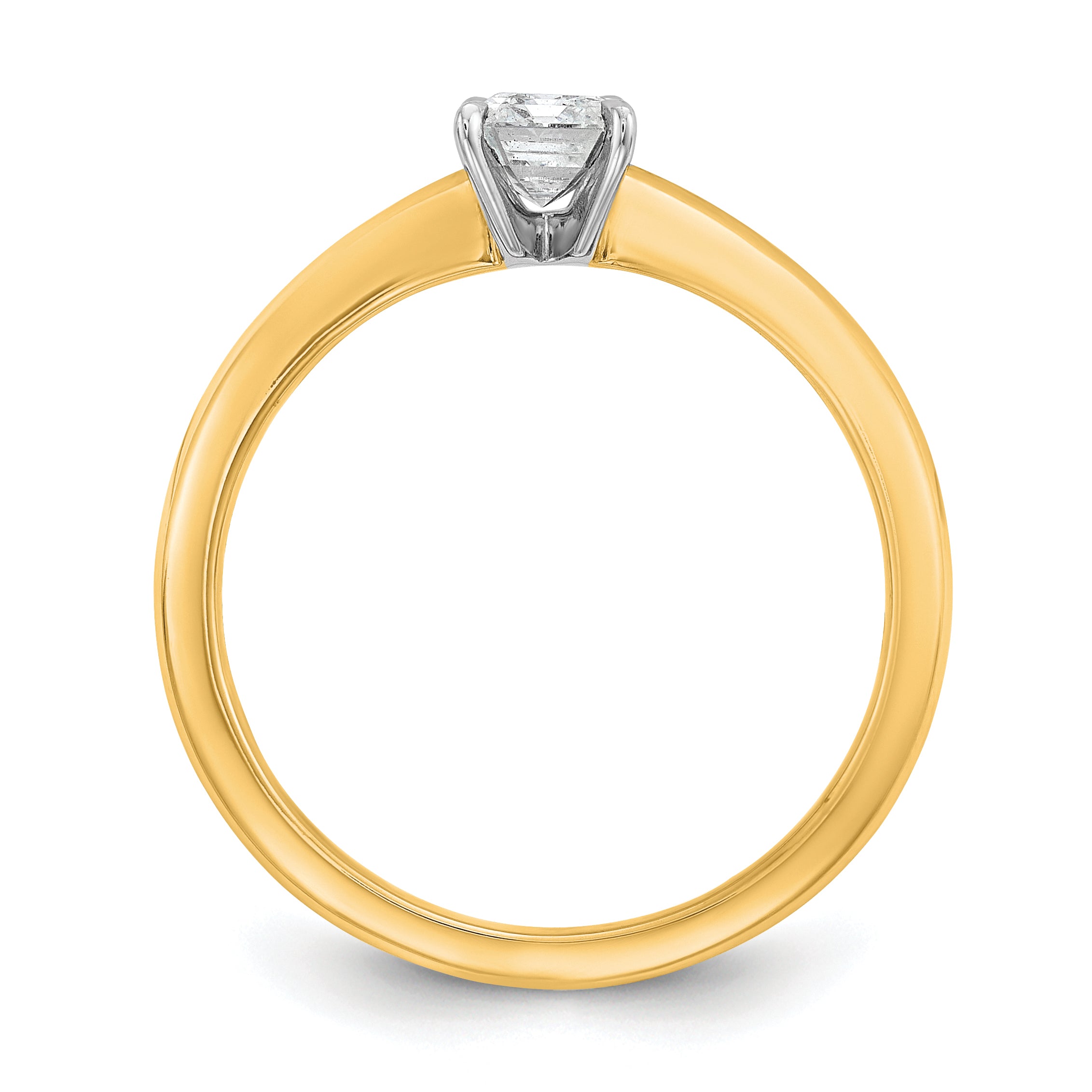 14k Two-tone 3/4 carat Certified Lab Grown Diamond VS+ F+ Emerald Solitare Complete Engagement Ring