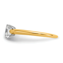 14k Two-tone 3/4 carat Lab Grown Diamond VS/SI+ G+ Emerald Solitare Complete Engagement Ring