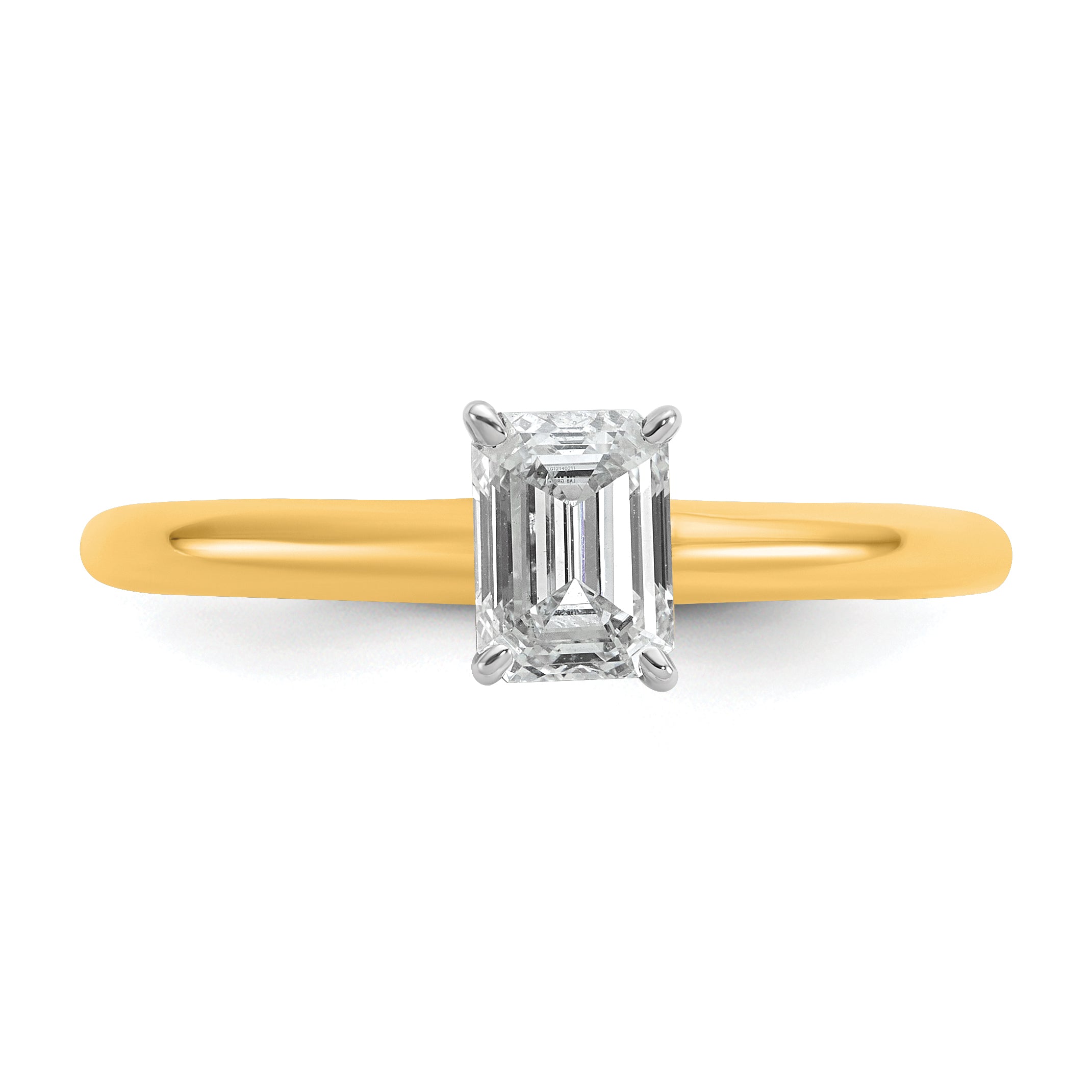 14k Two-tone 3/4 carat Lab Grown Diamond VS+ F+ Emerald Solitare Complete Engagement Ring