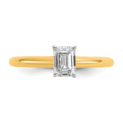 14k Two-tone 3/4 carat Lab Grown Diamond VS/SI+ G+ Emerald Solitare Complete Engagement Ring