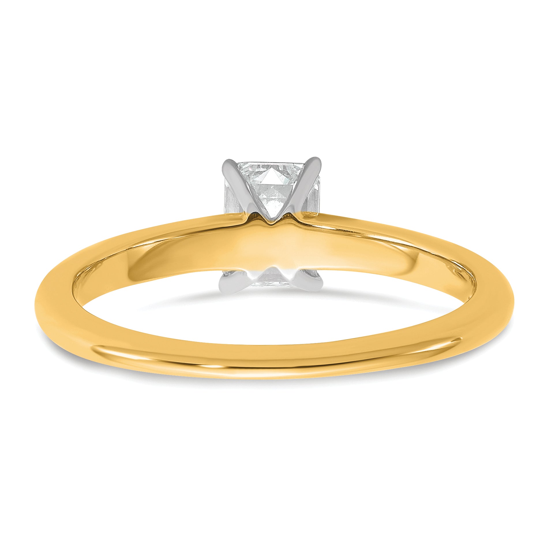 14k Two-tone 3/4 carat Lab Grown Diamond VS+ F+ Emerald Solitare Complete Engagement Ring