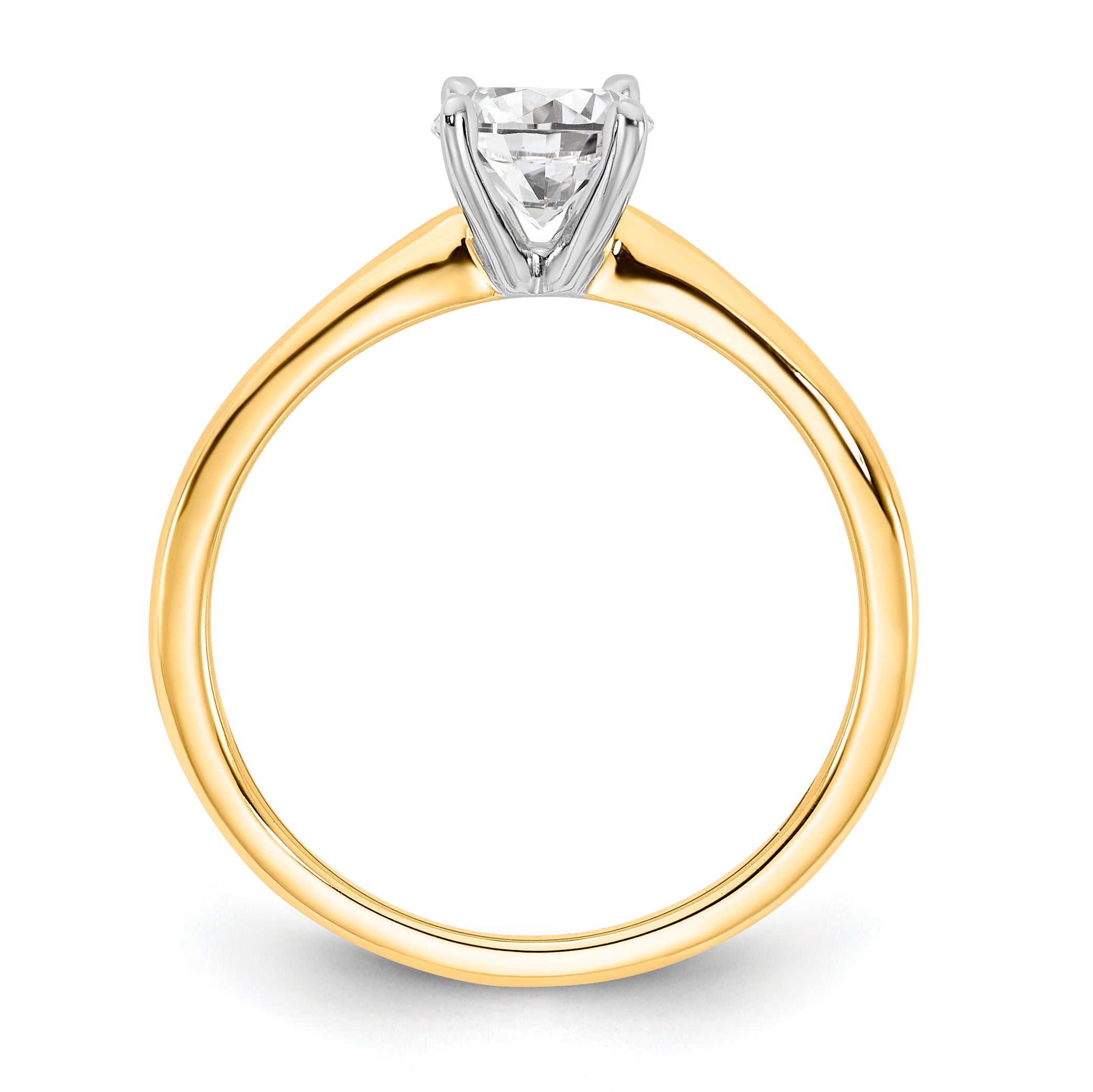 14k Two-Tone 3/4 carat Certified Lab Grown Diamond VS/SI+ G+ Oval Complete Solitaire Engagement Ring