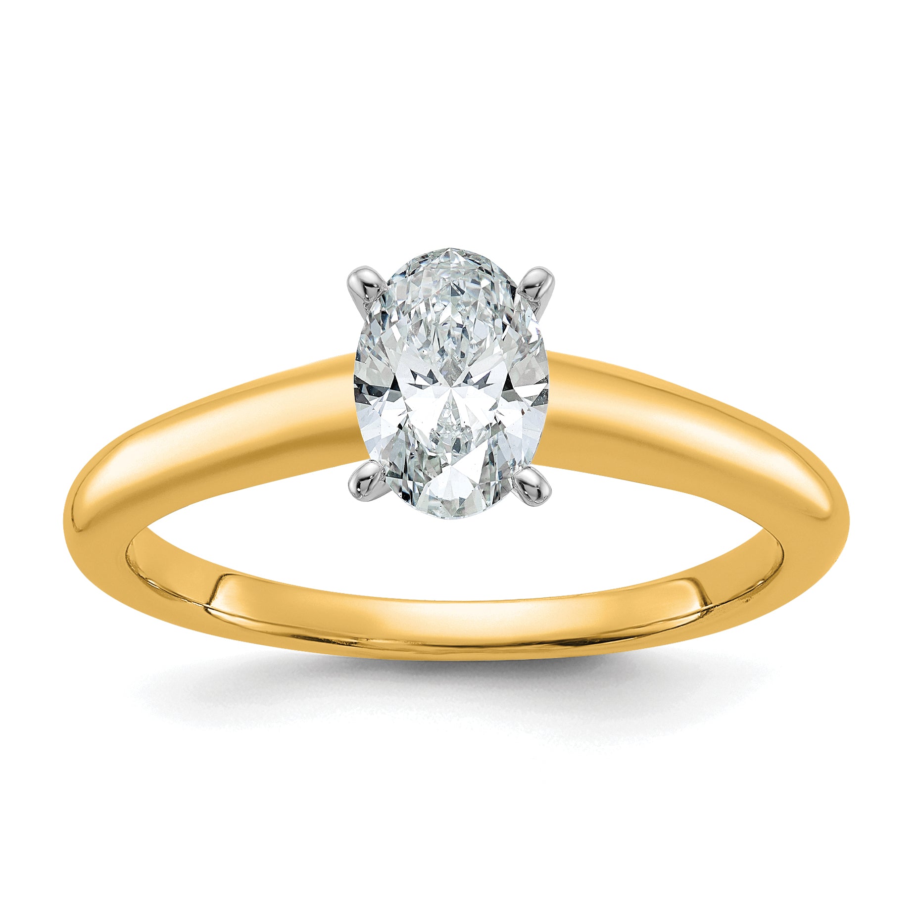 14k Two-Tone 3/4 carat Lab Grown Diamond VS+ F+ Oval Complete Solitaire Engagement Ring