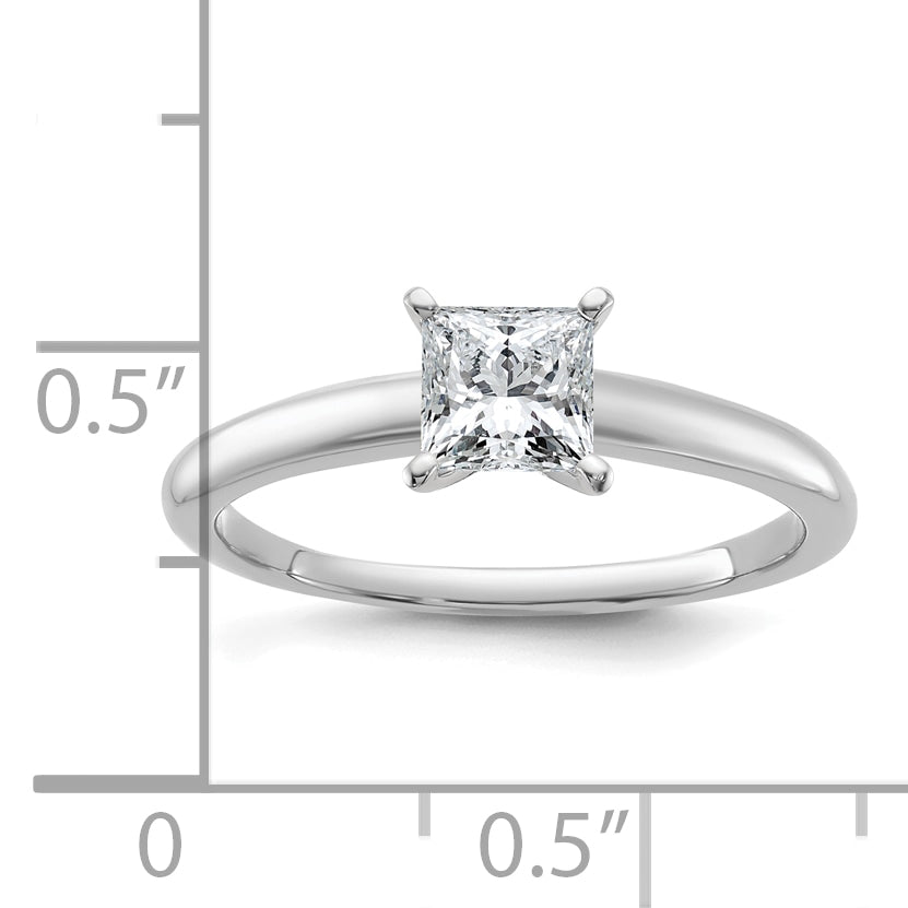 14k White Gold 3/4 carat Certified Lab Grown Diamond VS/SI+ G+ Princess Complete Solitare Engagement Ring
