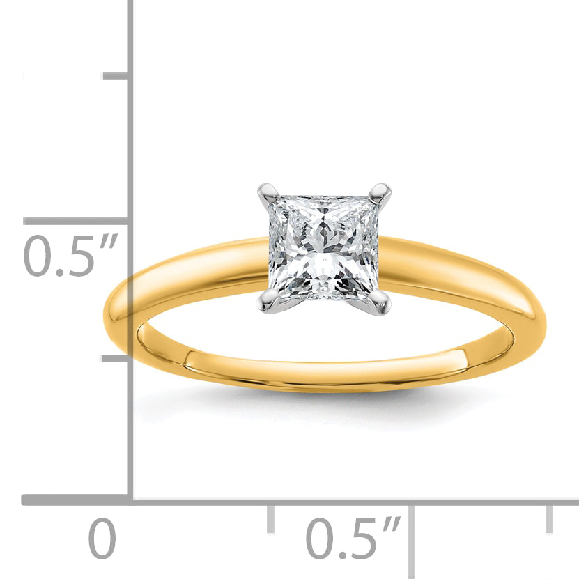14k Two-tone 3/4 carat Lab Grown Diamond VS+ F+ Princess Complete Solitare Engagement Ring