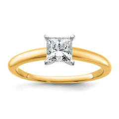 14k Two-tone 3/4 carat Certified Lab Grown Diamond VS+ F+ Princess Complete Solitare Engagement Ring