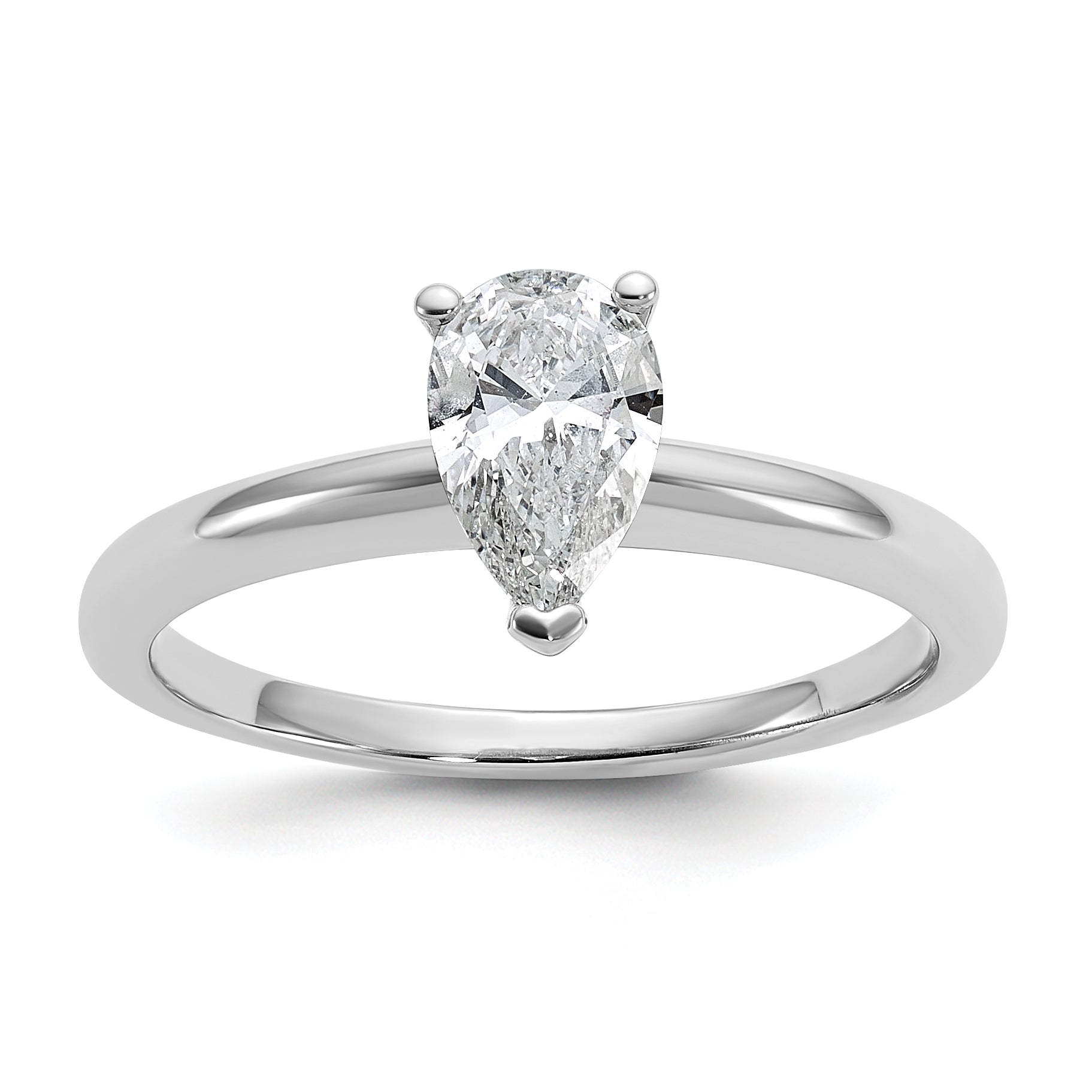 14k White Gold 3/4 carat Certified Lab Grown Diamond VS/SI+ G+ Pear Solitare Complete Engagement Ring