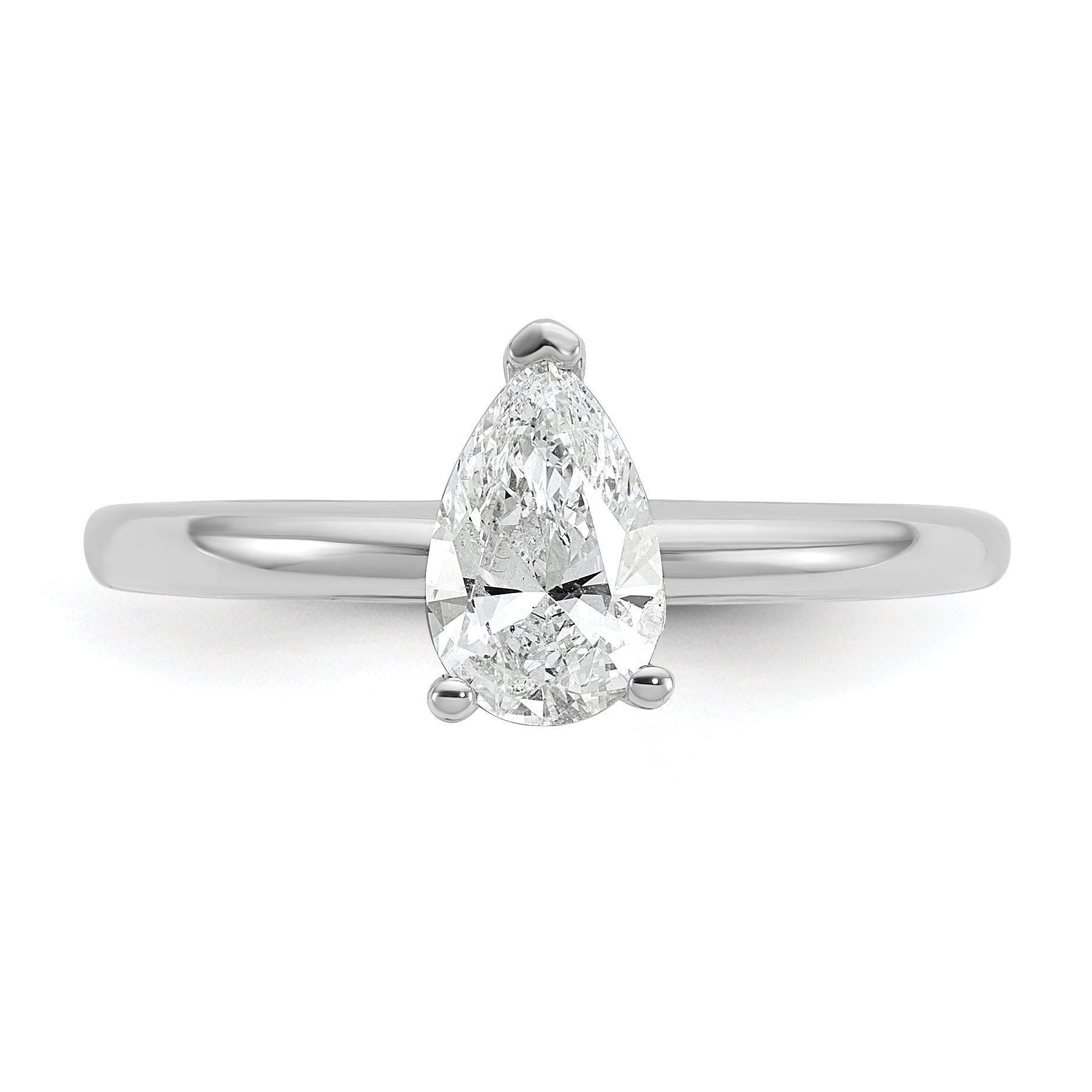 14k White Gold 3/4 carat Certified Lab Grown Diamond VS/SI+ G+ Pear Solitare Complete Engagement Ring