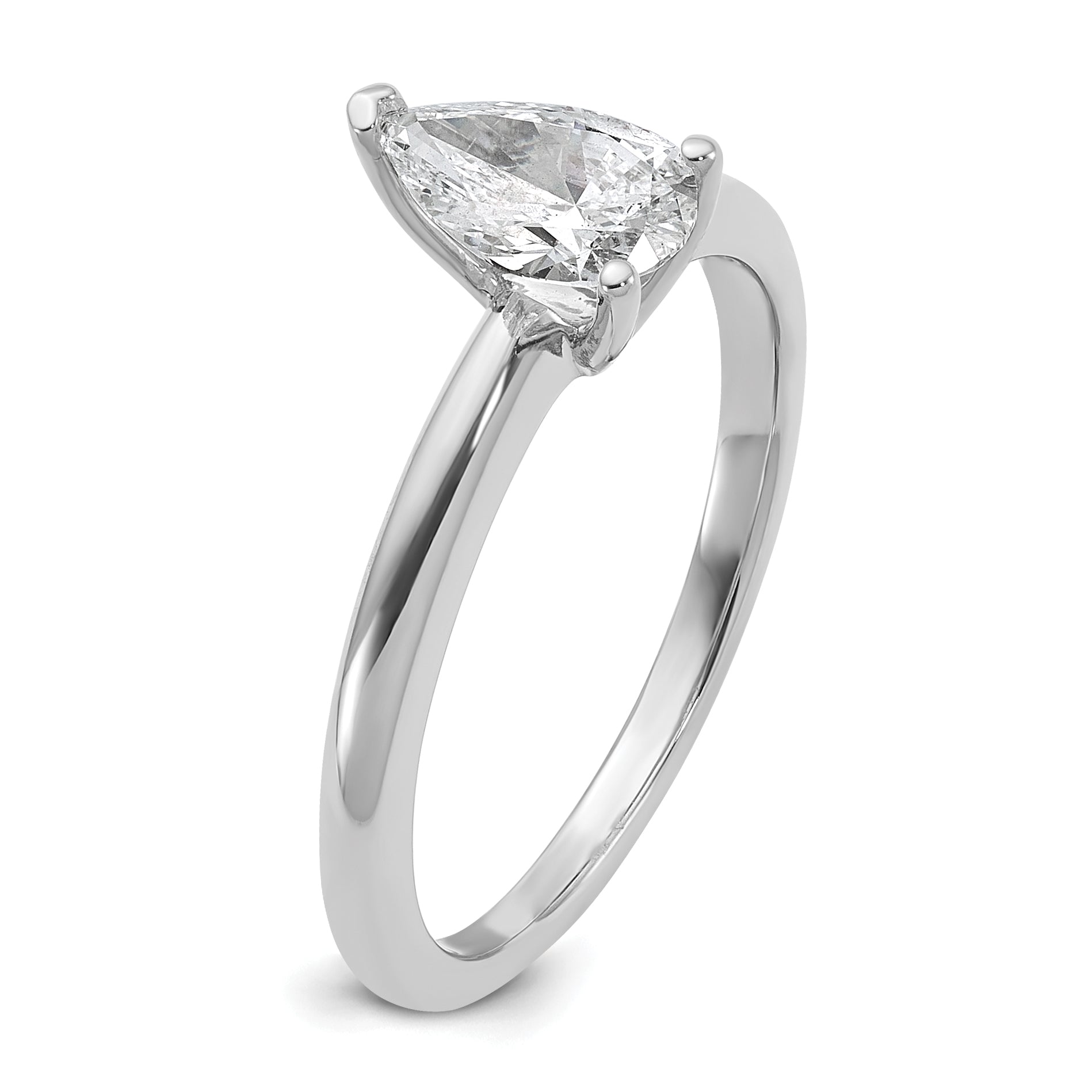 14k White Gold 3/4 carat Certified Lab Grown Diamond VS/SI+ G+ Pear Solitare Complete Engagement Ring
