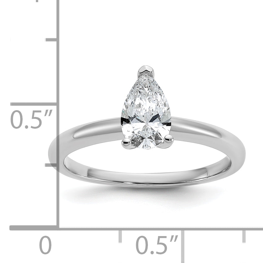 14k White Gold 3/4 carat Certified Lab Grown Diamond VS/SI+ G+ Pear Solitare Complete Engagement Ring