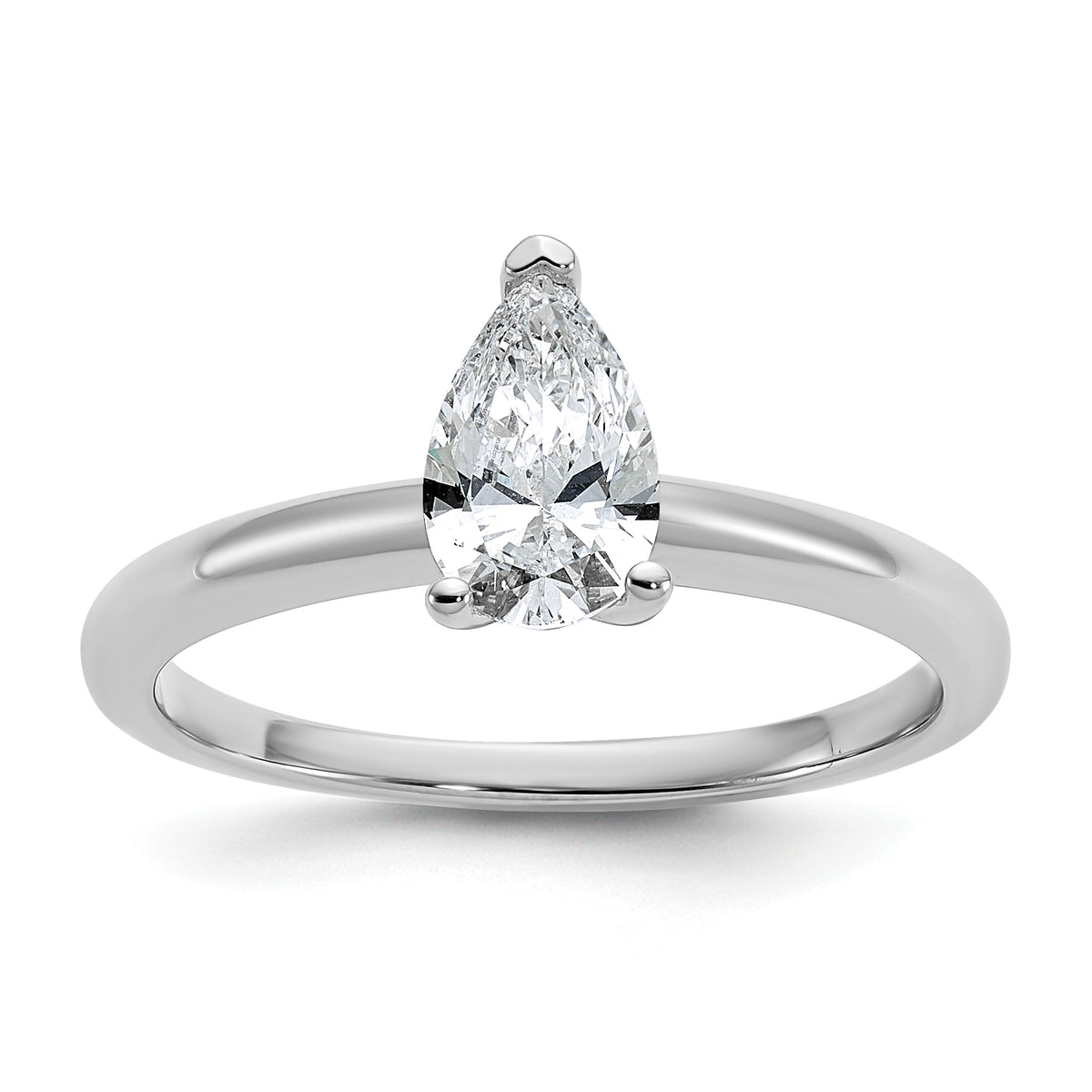 14k White Gold 3/4 carat Certified Lab Grown Diamond VS/SI+ G+ Pear Solitare Complete Engagement Ring