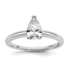 14k White Gold 3/4 carat Certified Lab Grown Diamond VS/SI+ G+ Pear Solitare Complete Engagement Ring