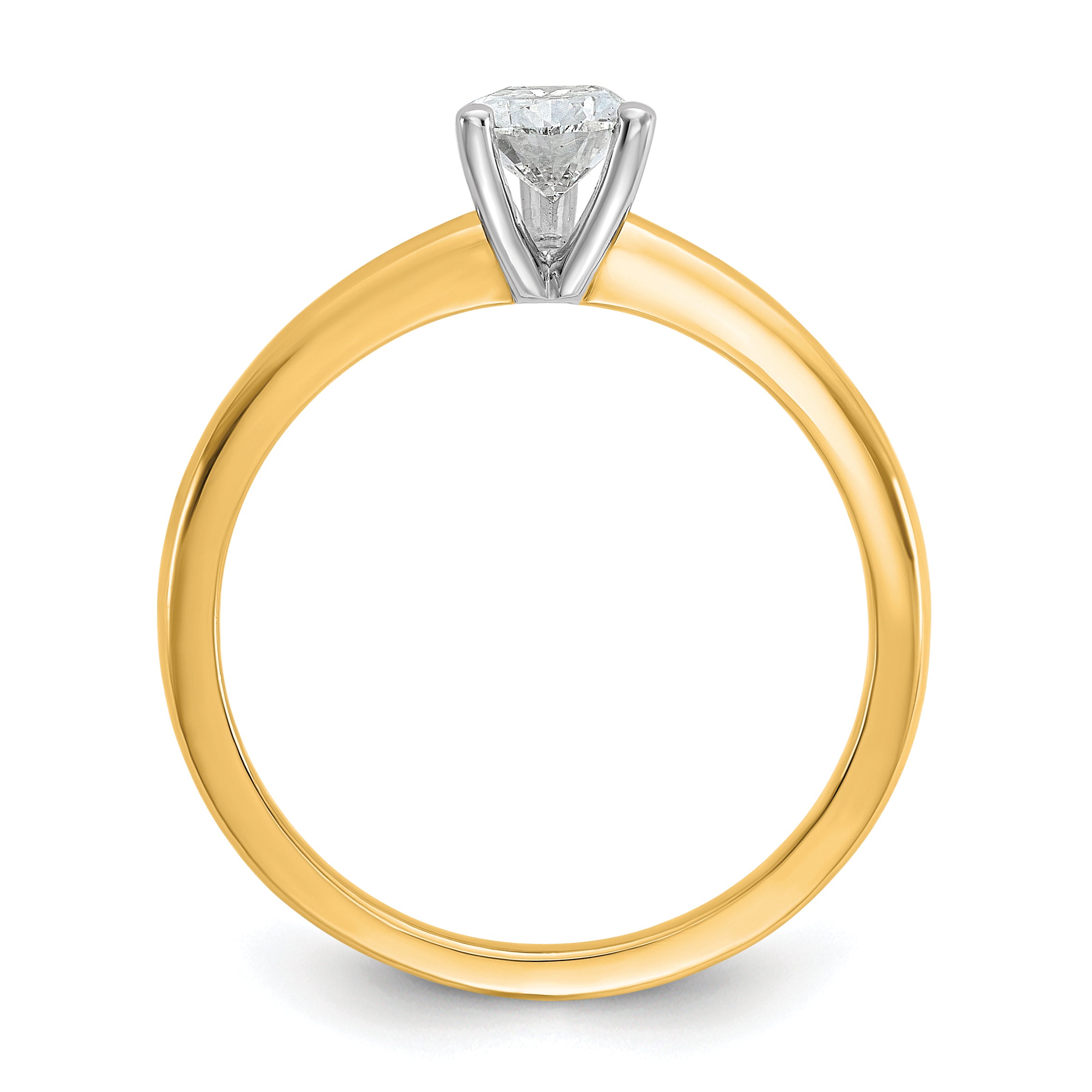 14k Two-tone 3/4 carat Lab Grown Diamond VS+ F+ Pear Solitare Complete Engagement Ring