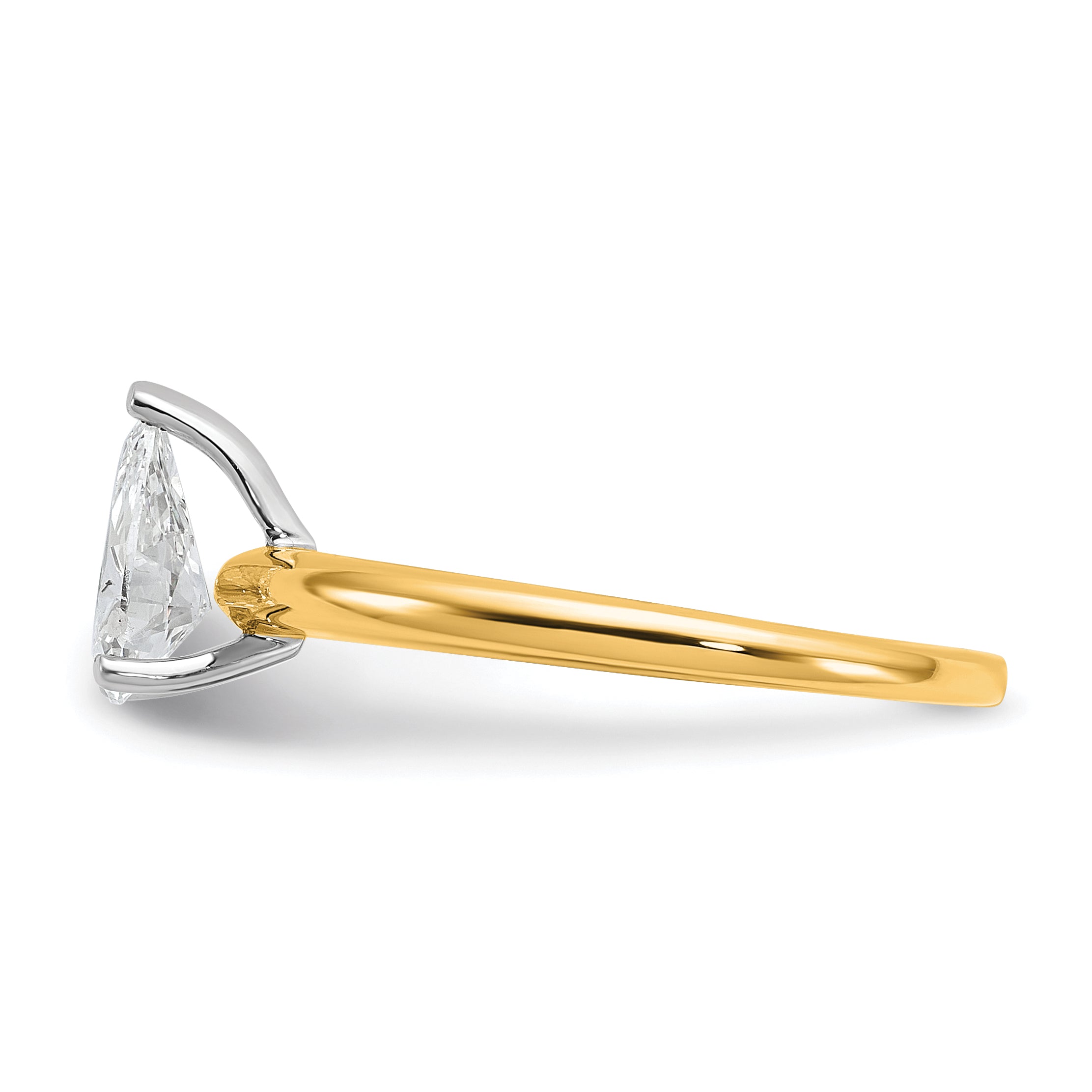 14k Two-tone 3/4 carat Lab Grown Diamond VS/SI+ G+ Pear Solitare Complete Engagement Ring