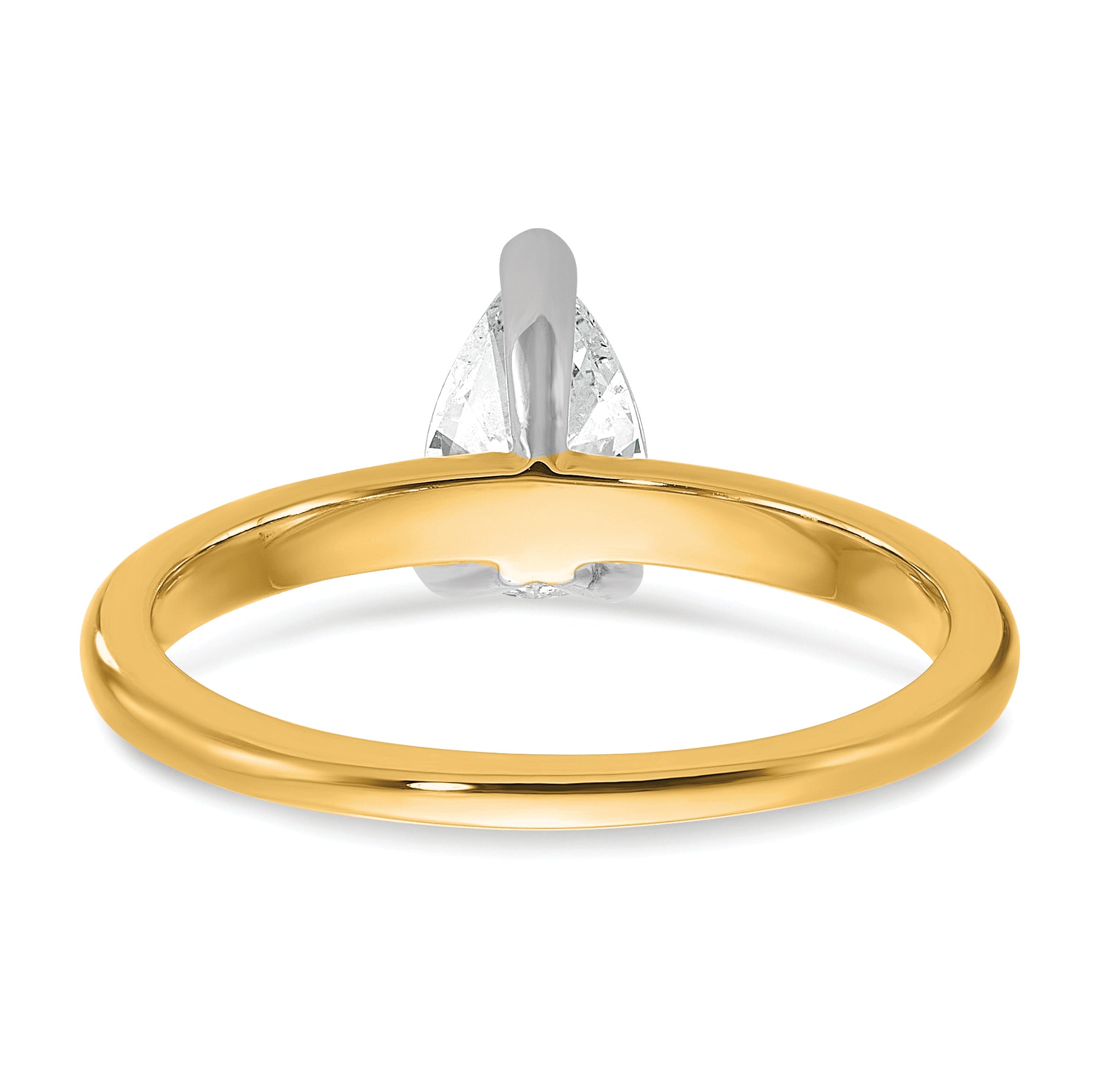 14k Two-tone 3/4 carat Certified Lab Grown Diamond VS+ F+ Pear Solitare Complete Engagement Ring