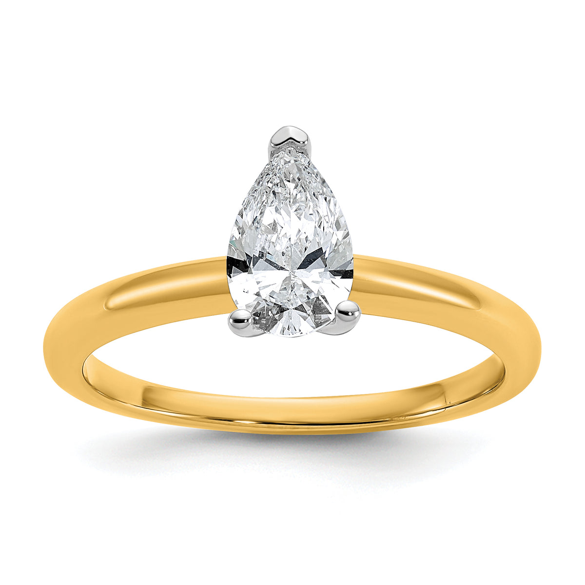 14k Two-tone 3/4 carat Certified Lab Grown Diamond VS/SI+ G+ Pear Solitare Complete Engagement Ring