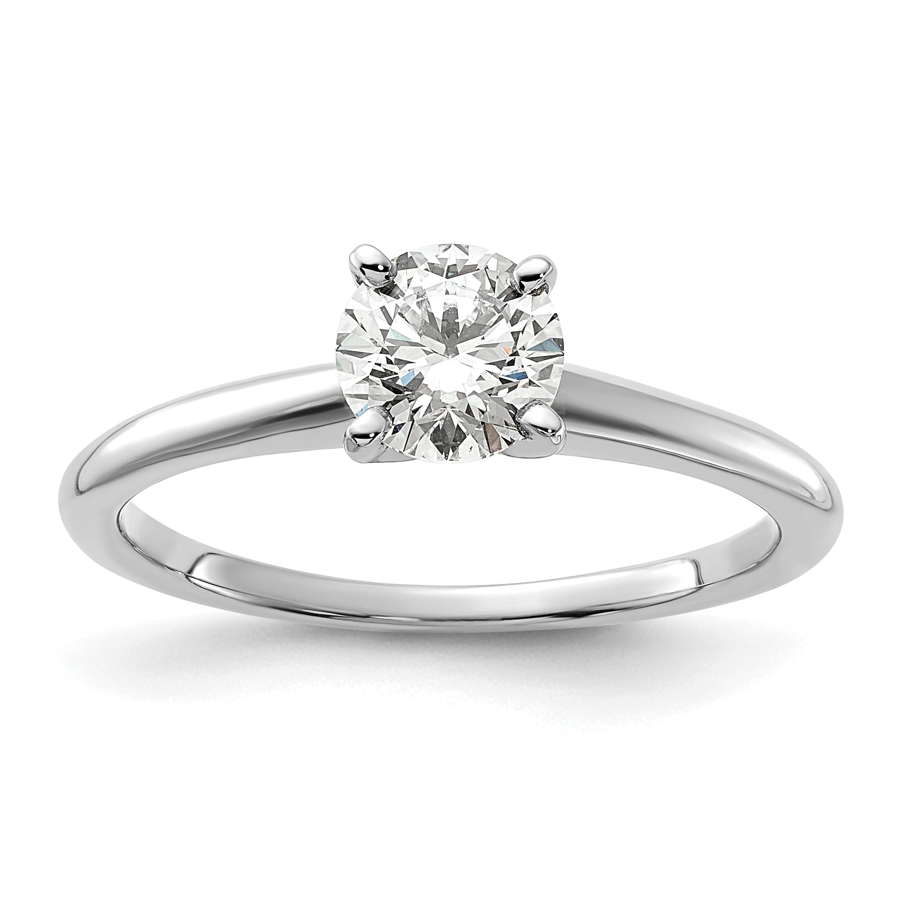 14k White Gold 3/4 carat Certified Lab Grown Diamond VS+ F+ Round Complete Solitaire Engagement Ring